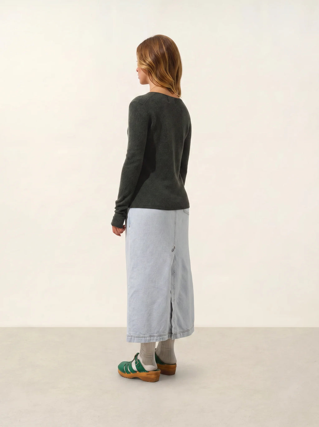 GALISE Pullover V-Ausschnitt Khaki meliert