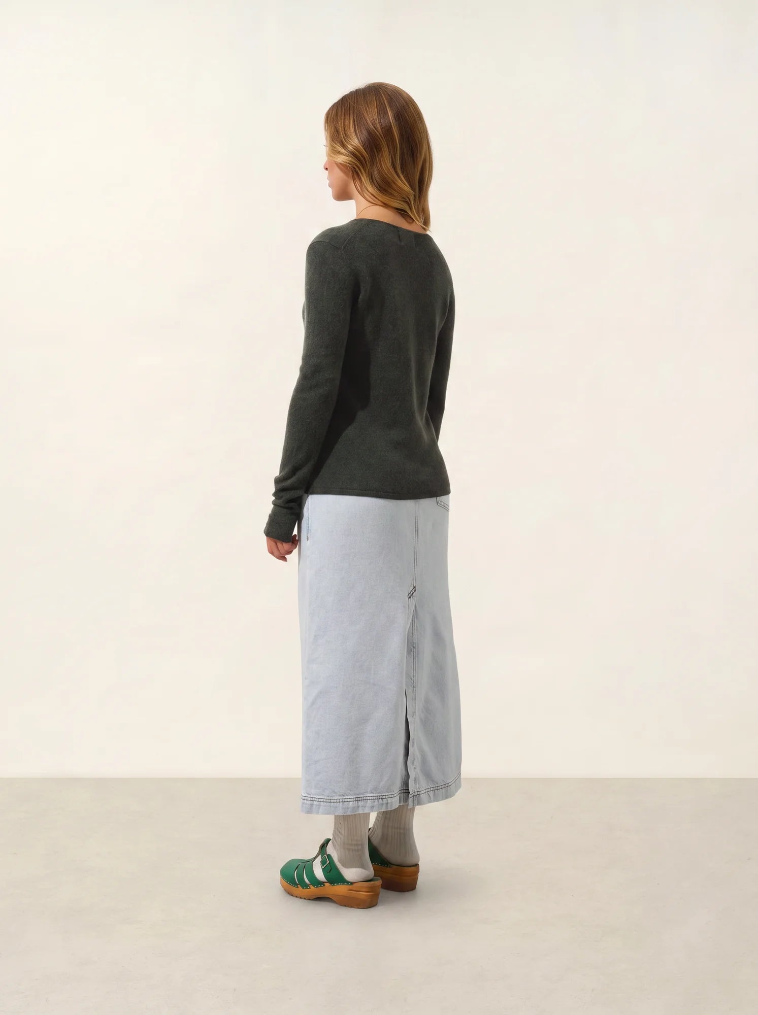GALISE Pullover V-Ausschnitt Khaki meliert