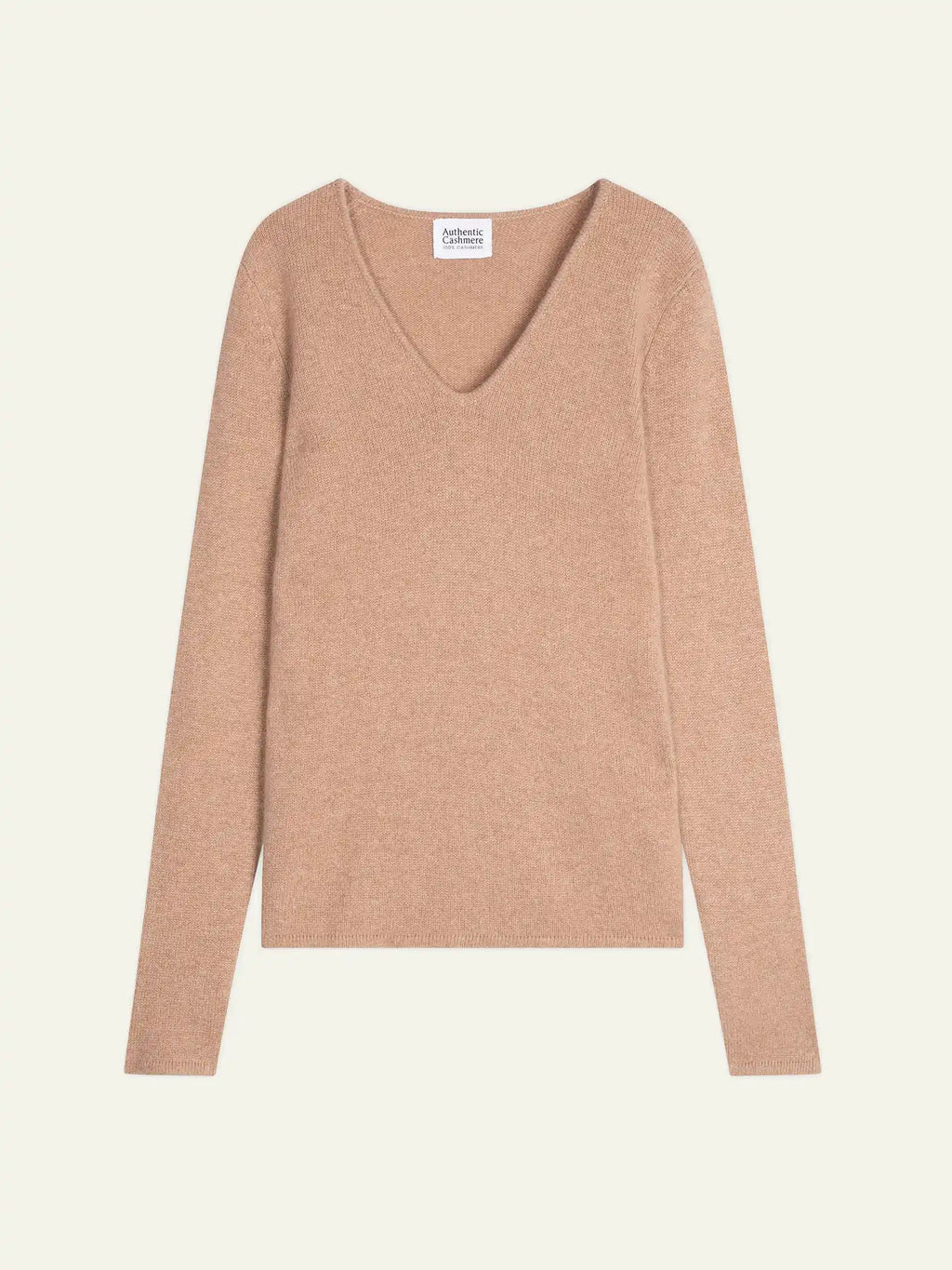 CHELSEA Pullover V-Ausschnitt 4-fädig Camel meliert