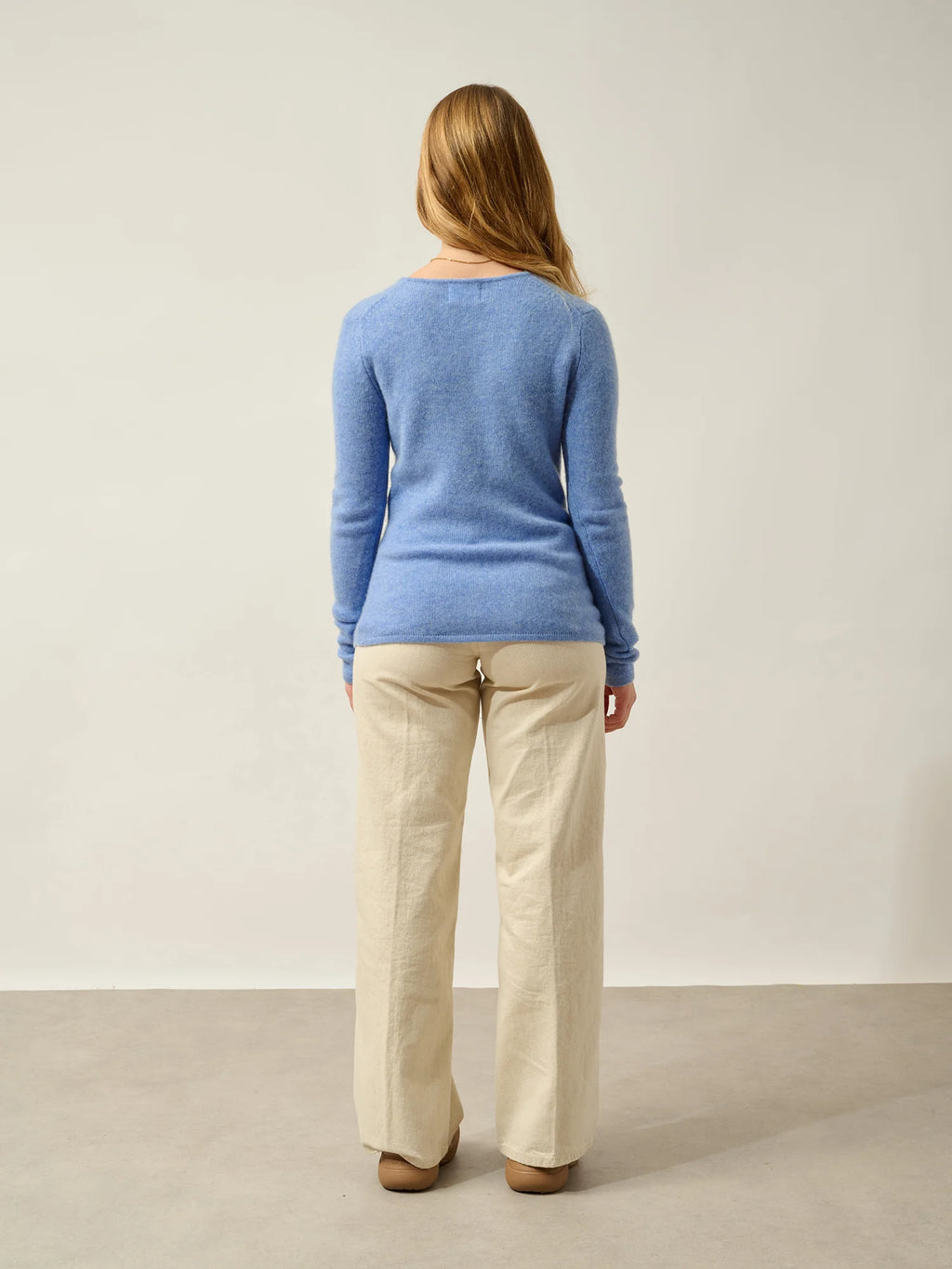 CHELSEA Pullover V-Ausschnitt 4-fädig Himmelblau