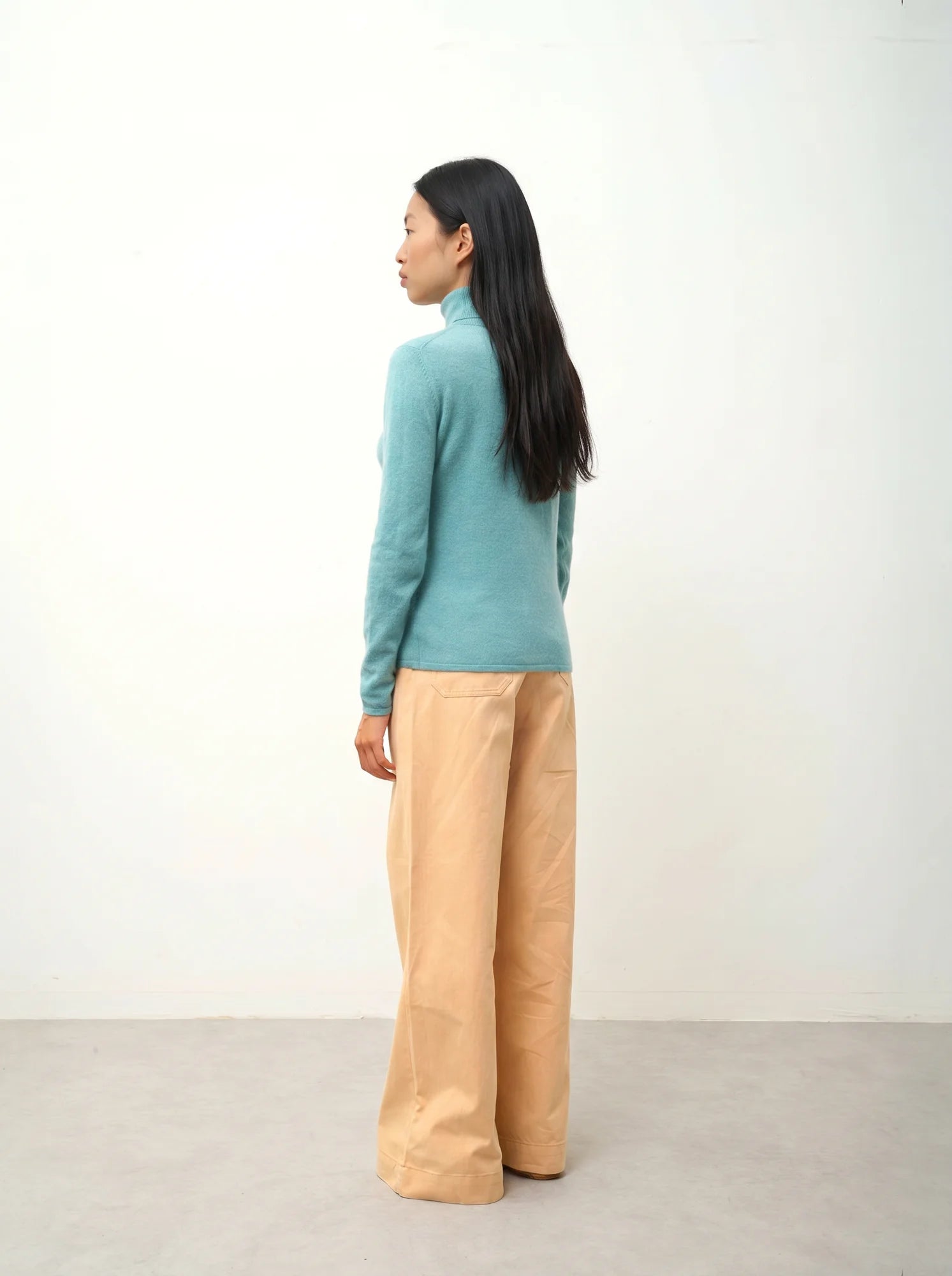 BISE pull col roulé vert chiné