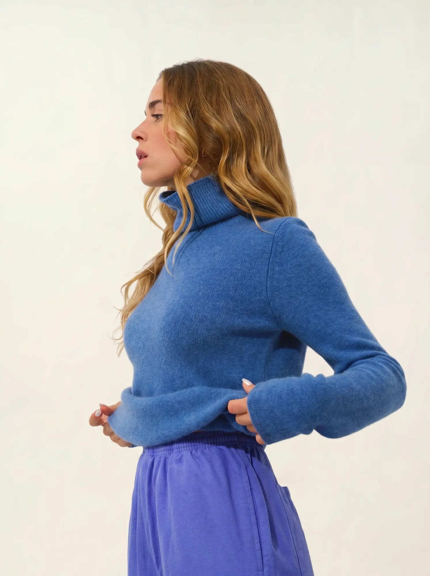 TED pull col roulé 4 fils bleu denim