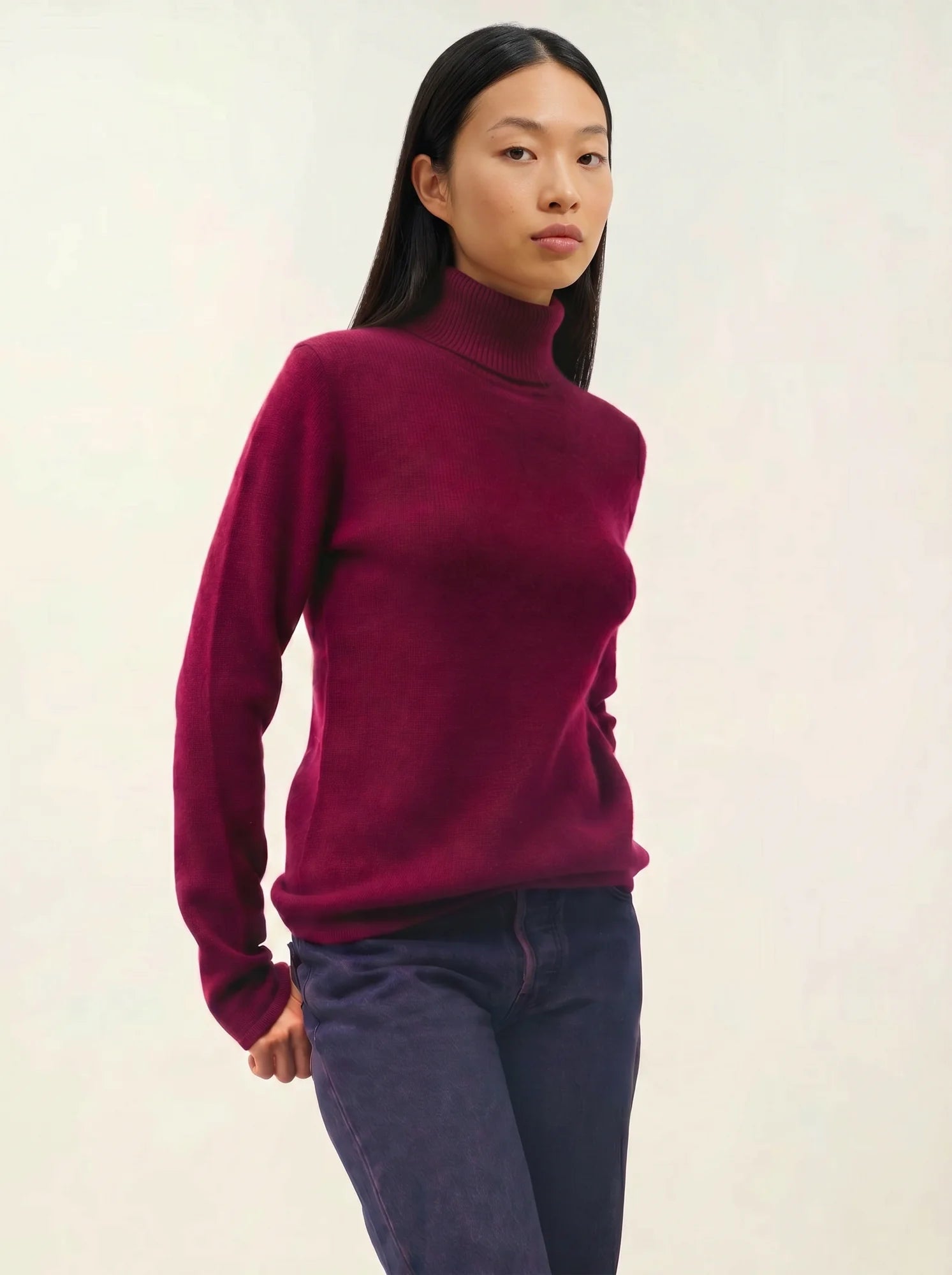 TED pull col roulé 4 fils bordeaux