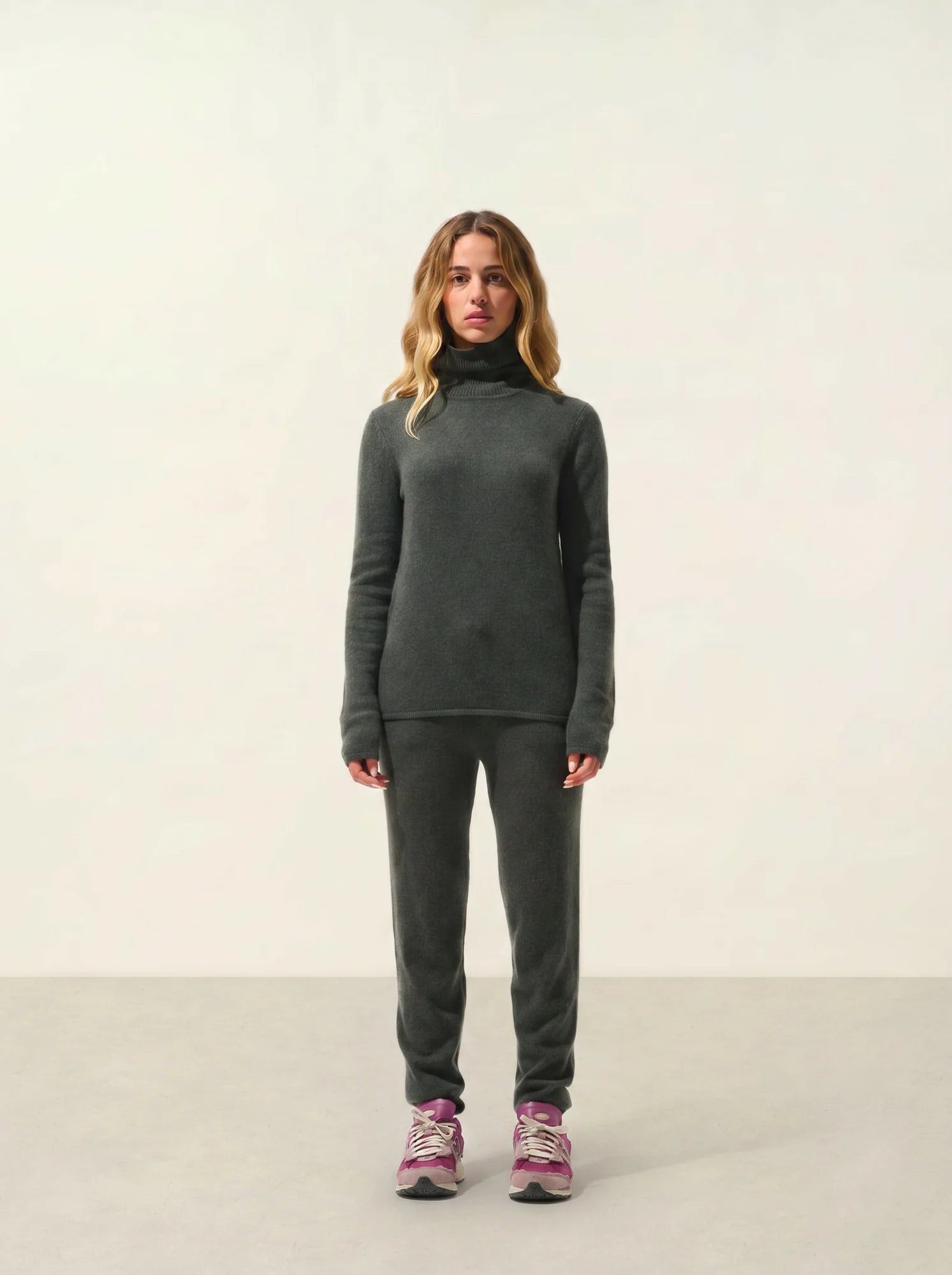 TED pull col roulé 4 fils kaki chiné