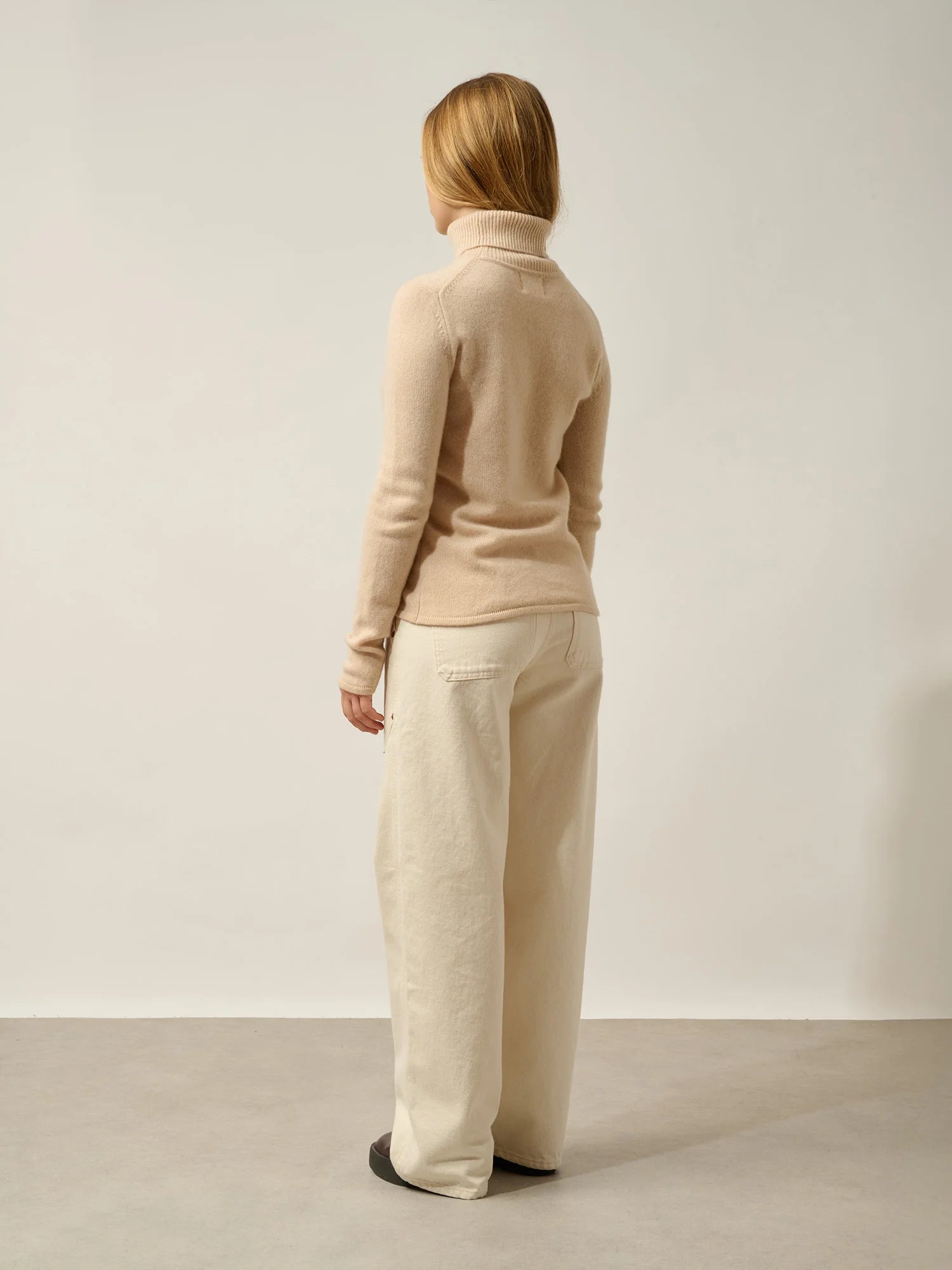 TED pull col roulé 4 fils sable