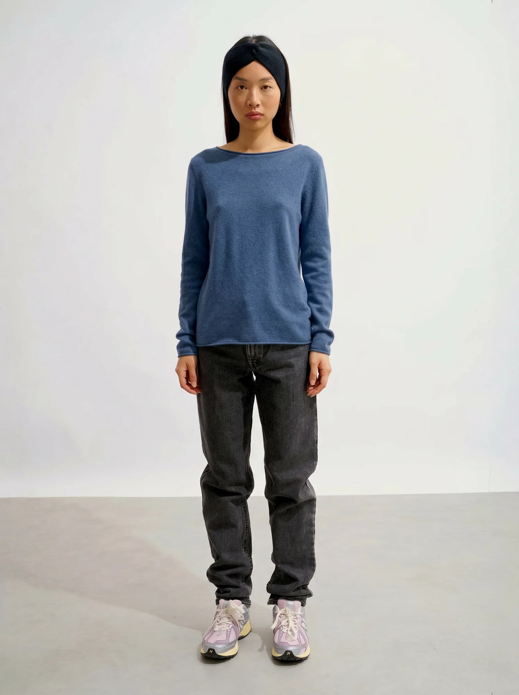 CRIOU Pullover U-Boot-Ausschnitt Denimblau