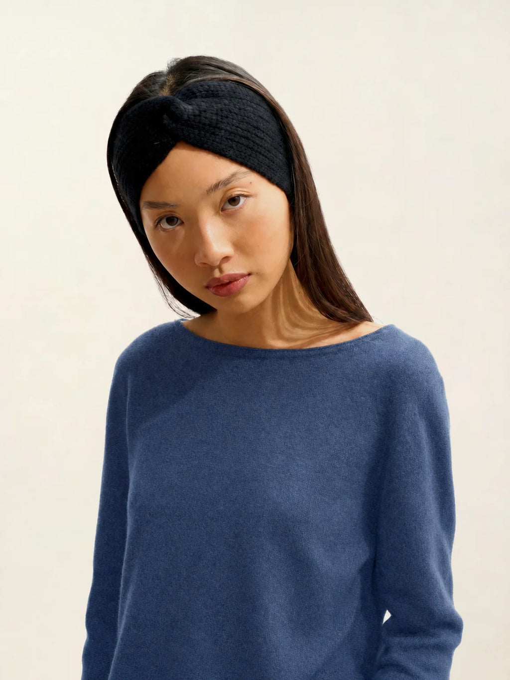 CRIOU Pullover U-Boot-Ausschnitt Denimblau