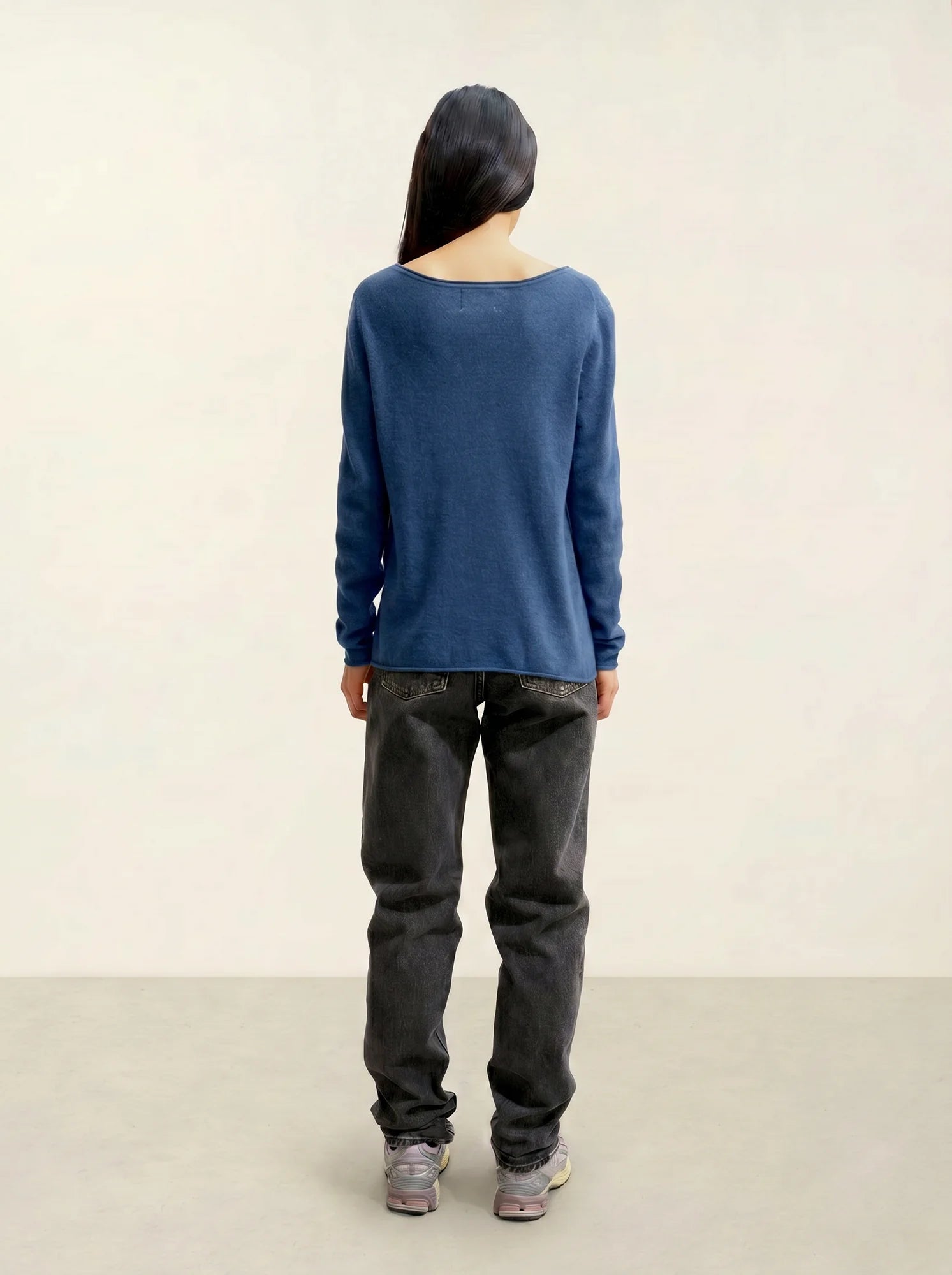 CRIOU Pullover U-Boot-Ausschnitt Denimblau