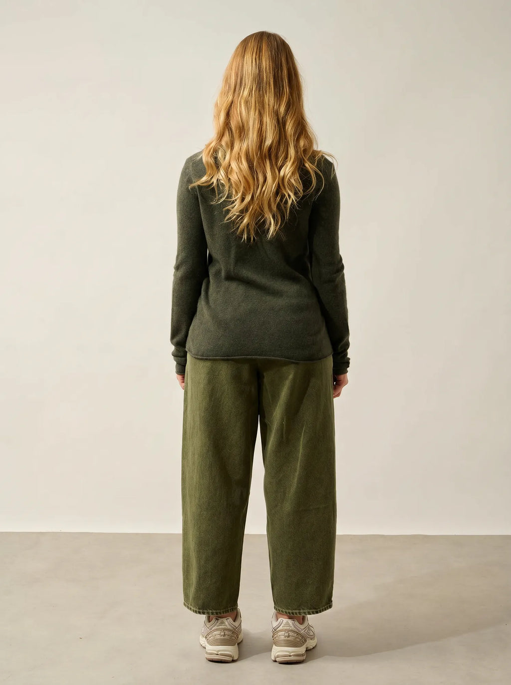 CRIOU Pullover U-Boot-Ausschnitt Khaki meliert