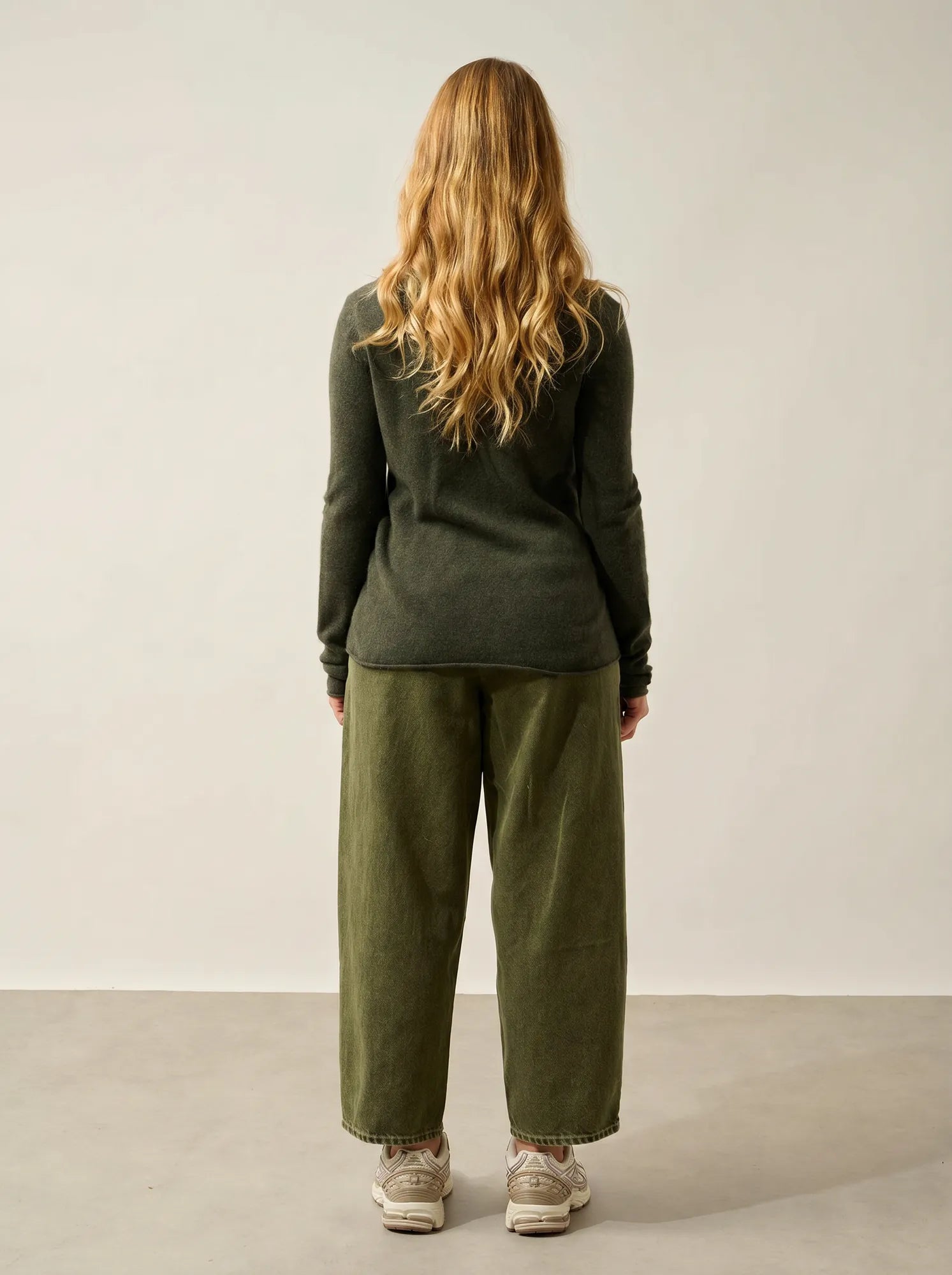 CRIOU Pullover U-Boot-Ausschnitt Khaki meliert