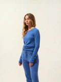 EPÉNA pull col rond bleu denim