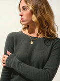 EPÉNA Pullover Rundhalsausschnitt Khaki meliert