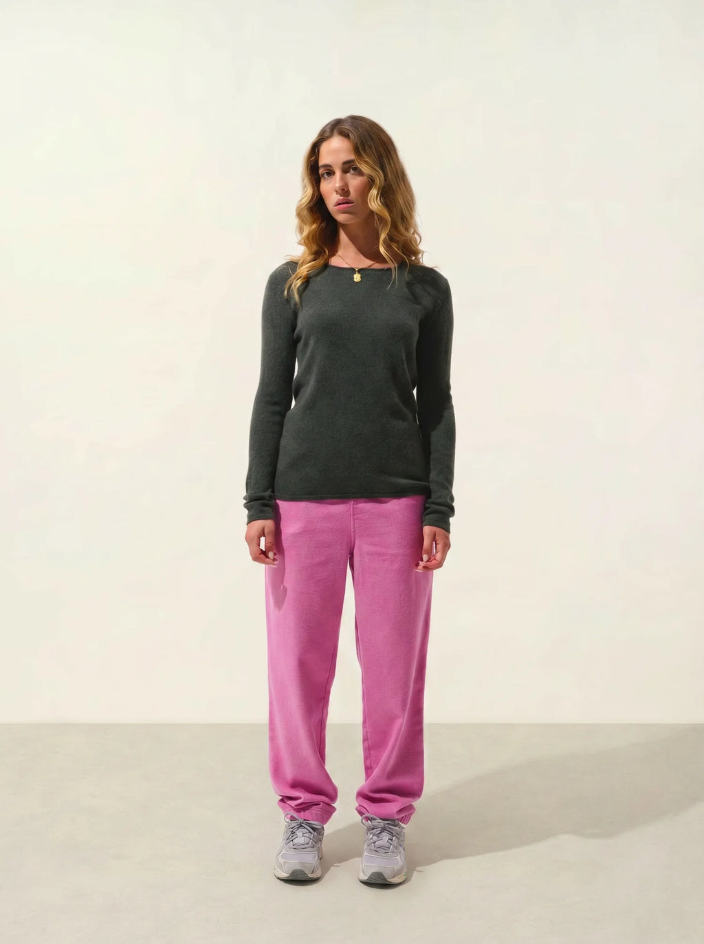 EPÉNA Pullover Rundhalsausschnitt Khaki meliert