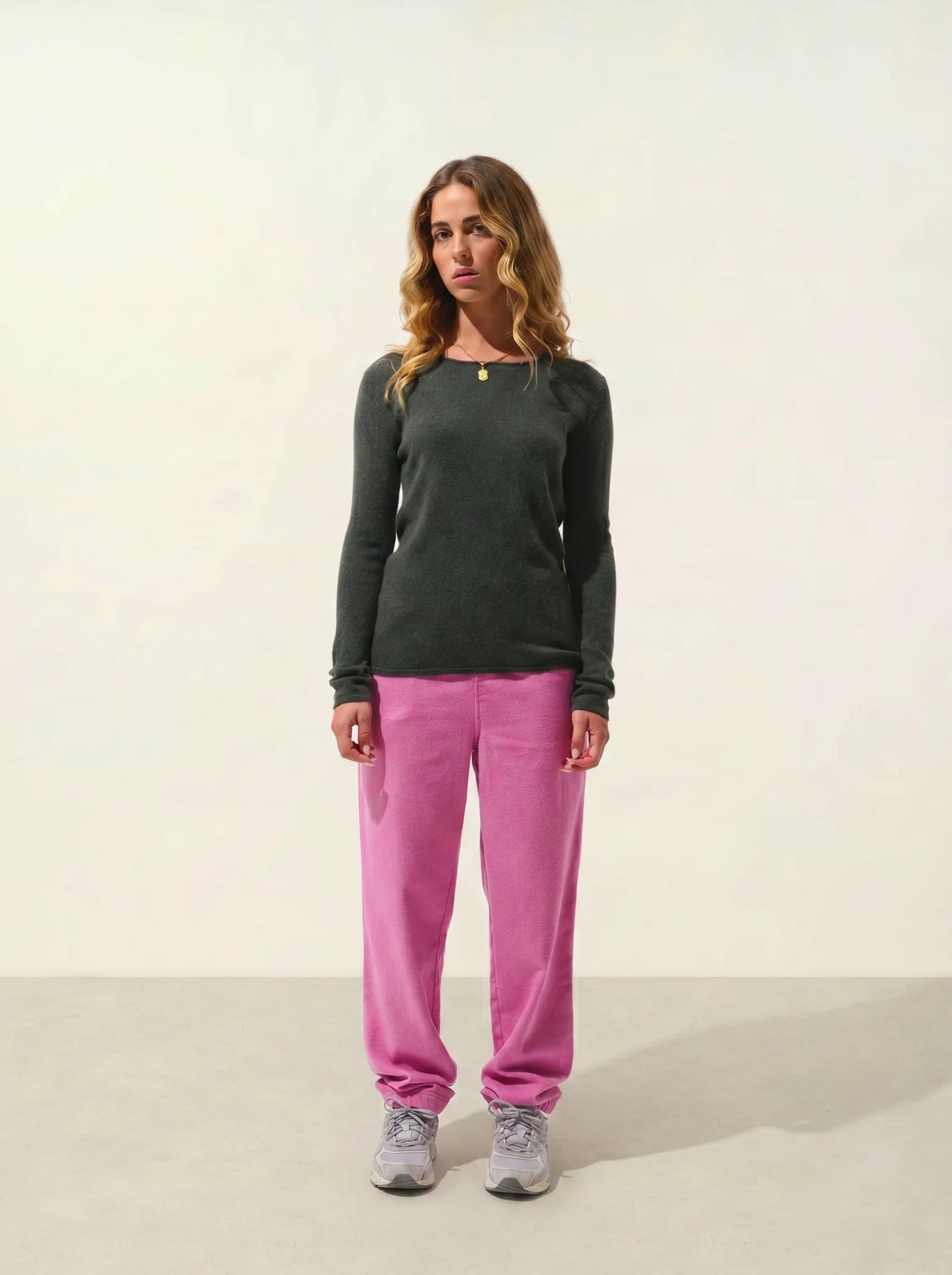 EPÉNA Pullover Rundhalsausschnitt Khaki meliert