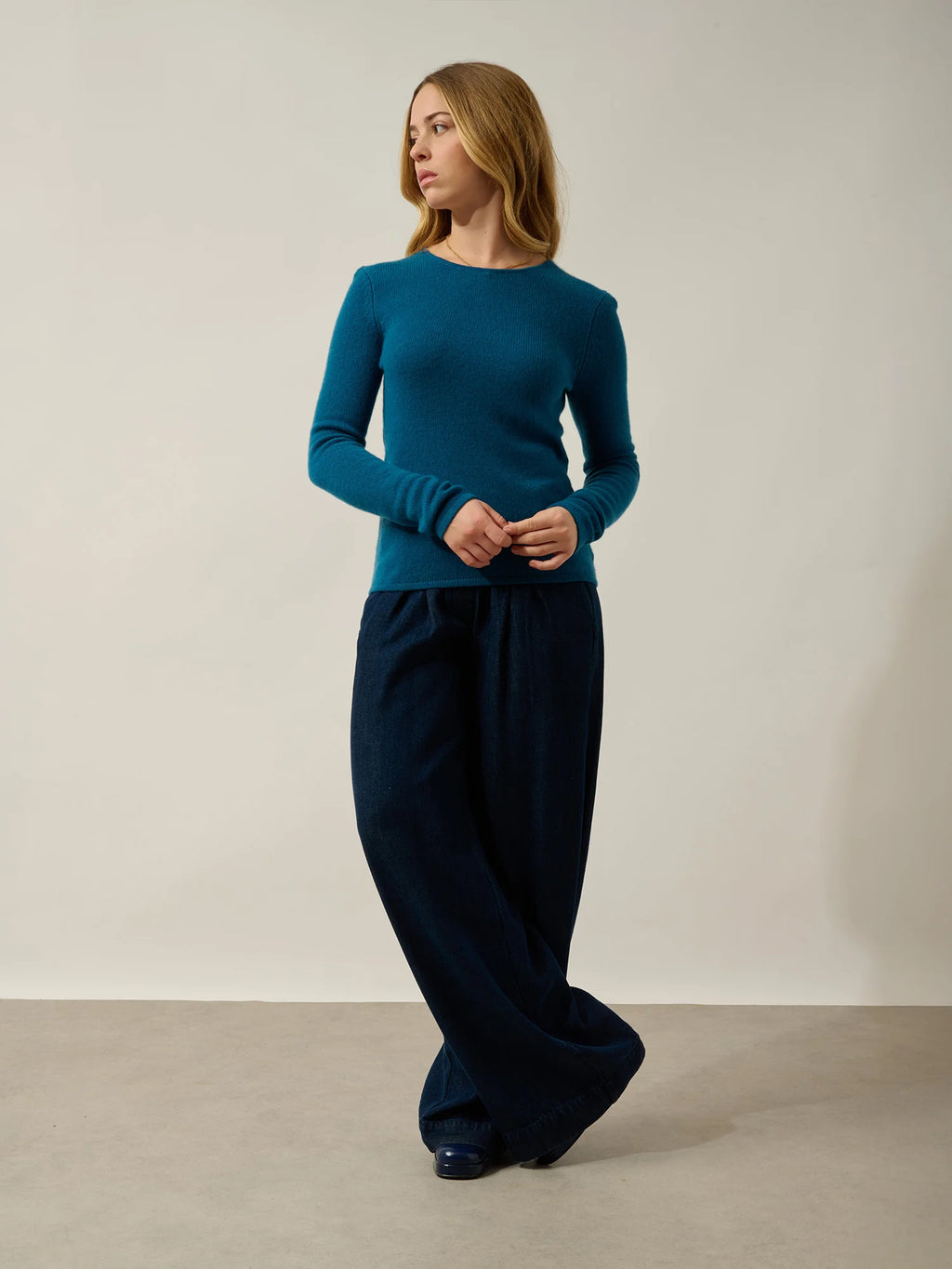 IVY sweater crew neck 4 ply peacock