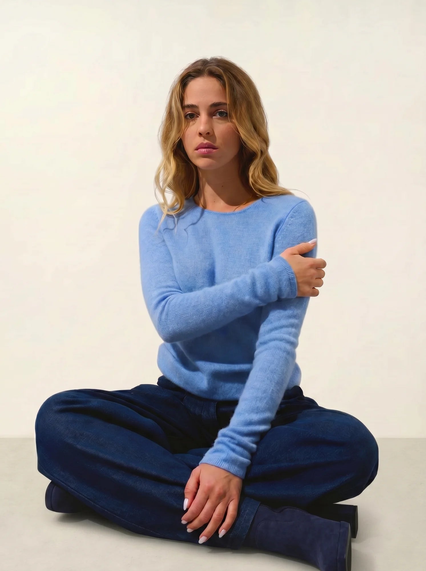 IVY pullover rundhalsausschnitt 4-fädig himmelblau