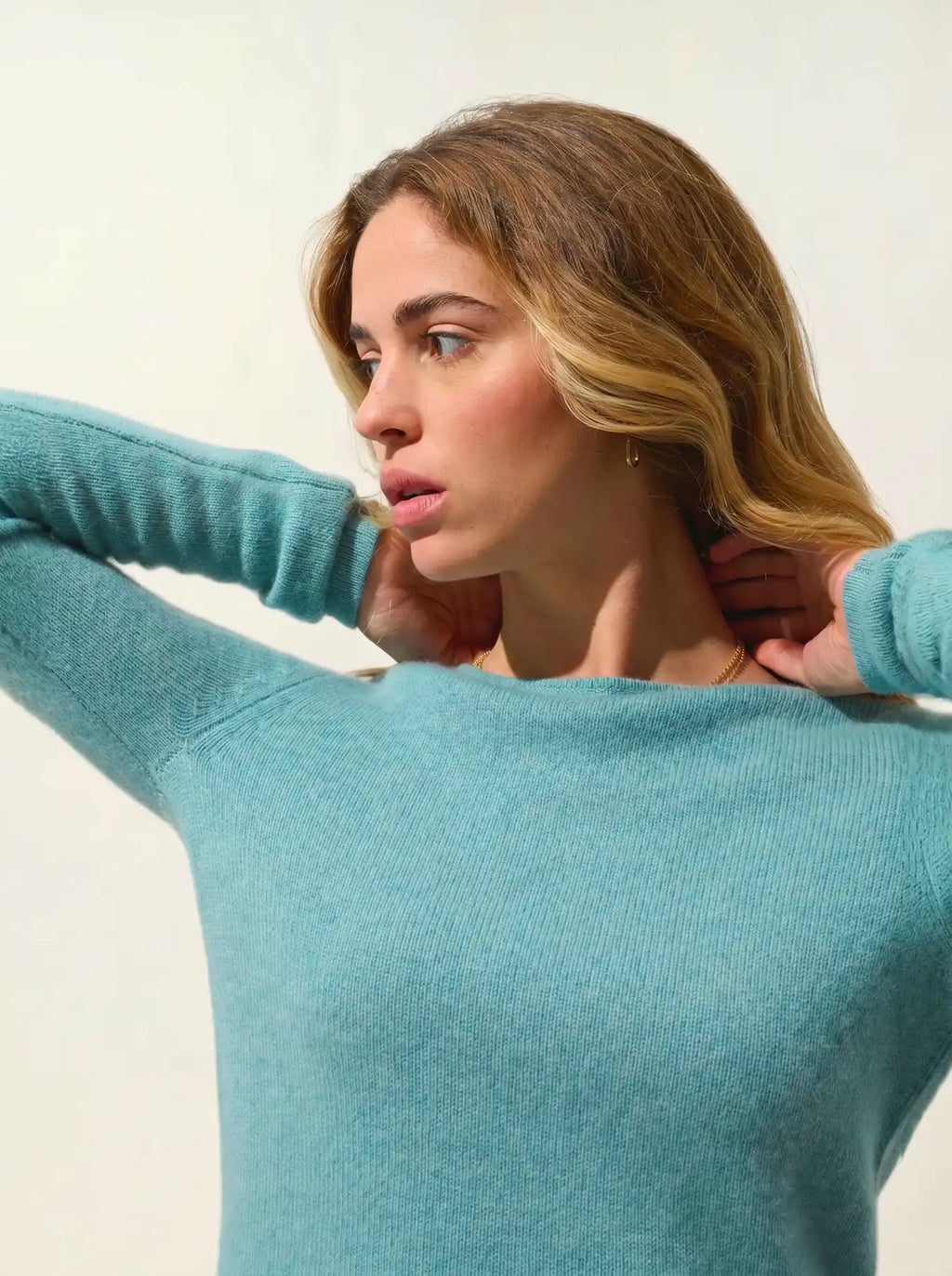 IVY pull col rond 4 fils vert chiné