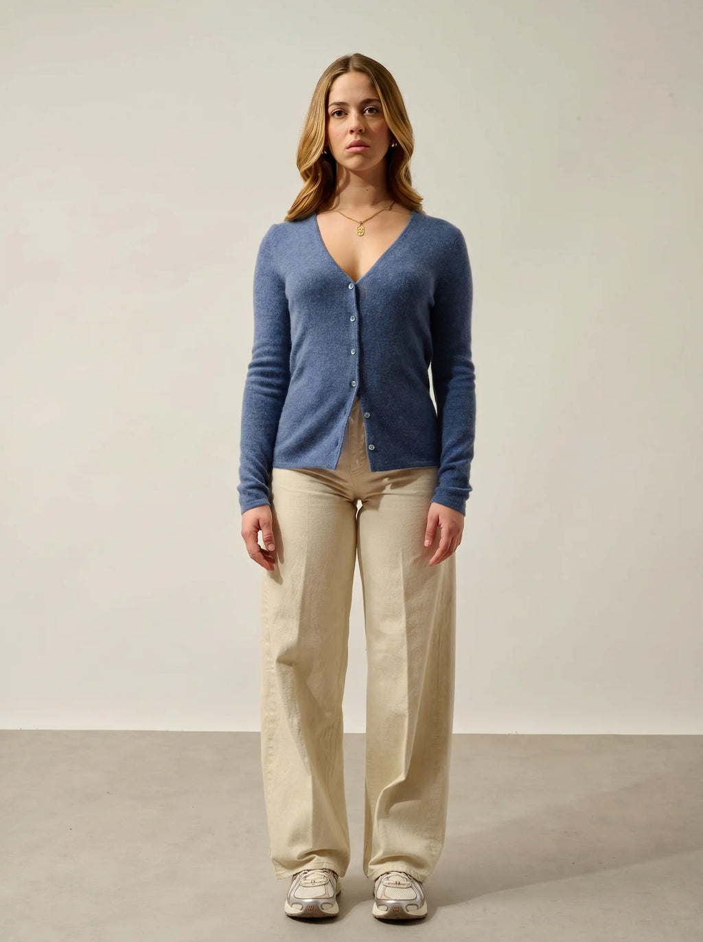 CHALAIS cardigan col V bleu denim