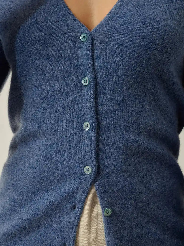 CHALAIS cardigan col V bleu denim