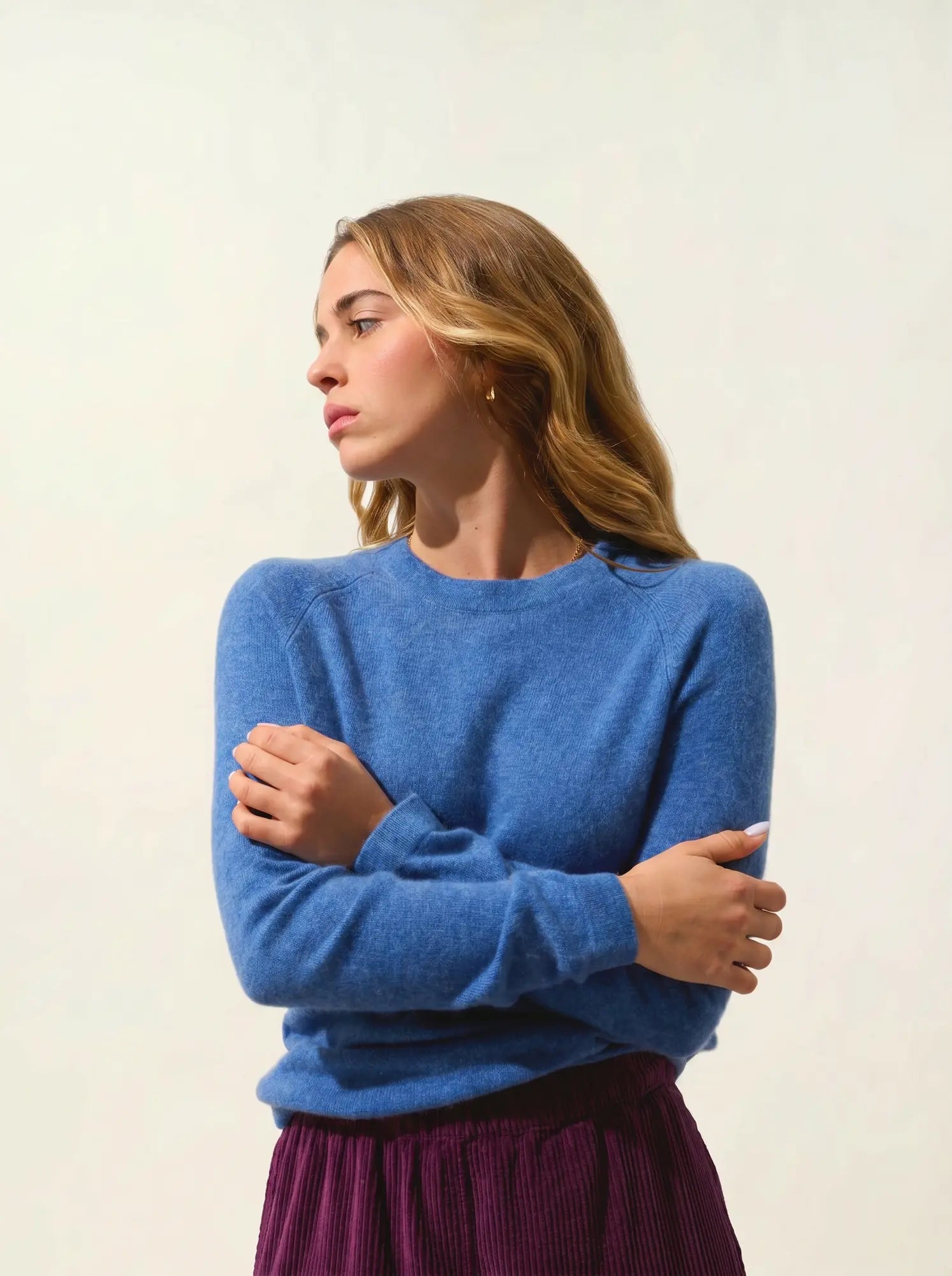 ECRIN pull col rond bleu denim
