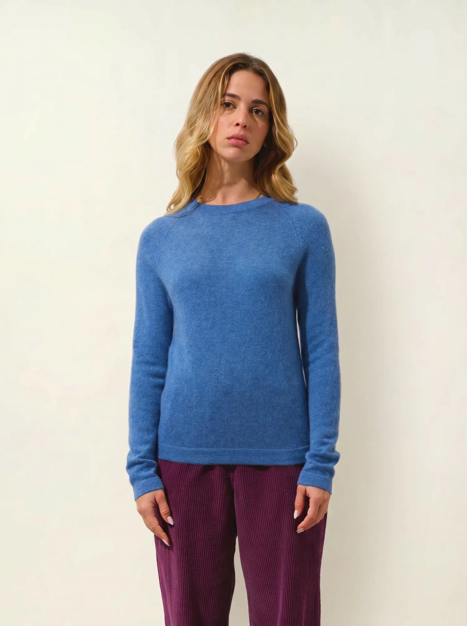 ECRIN pull col rond bleu denim