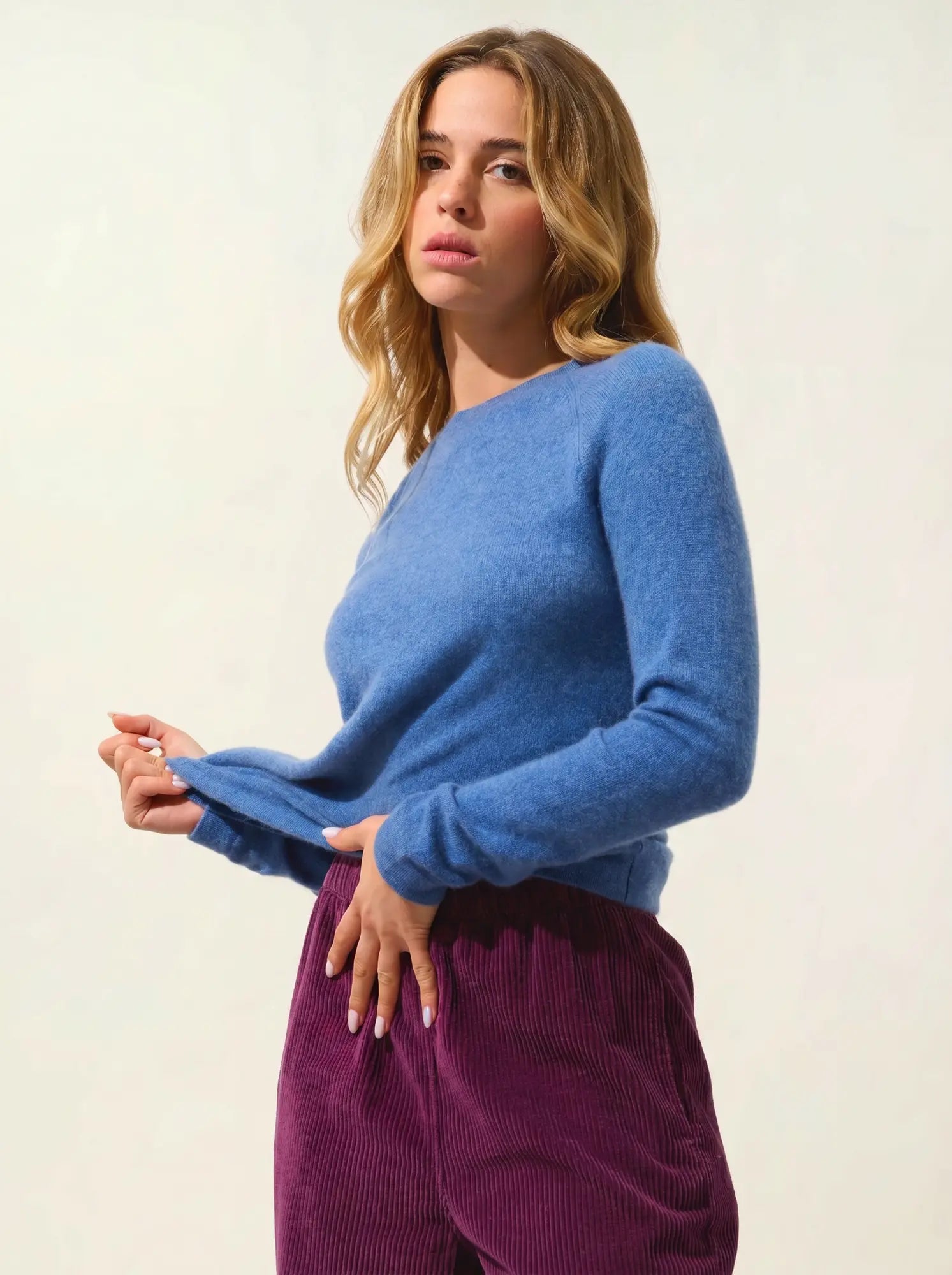 ECRIN pull col rond bleu denim