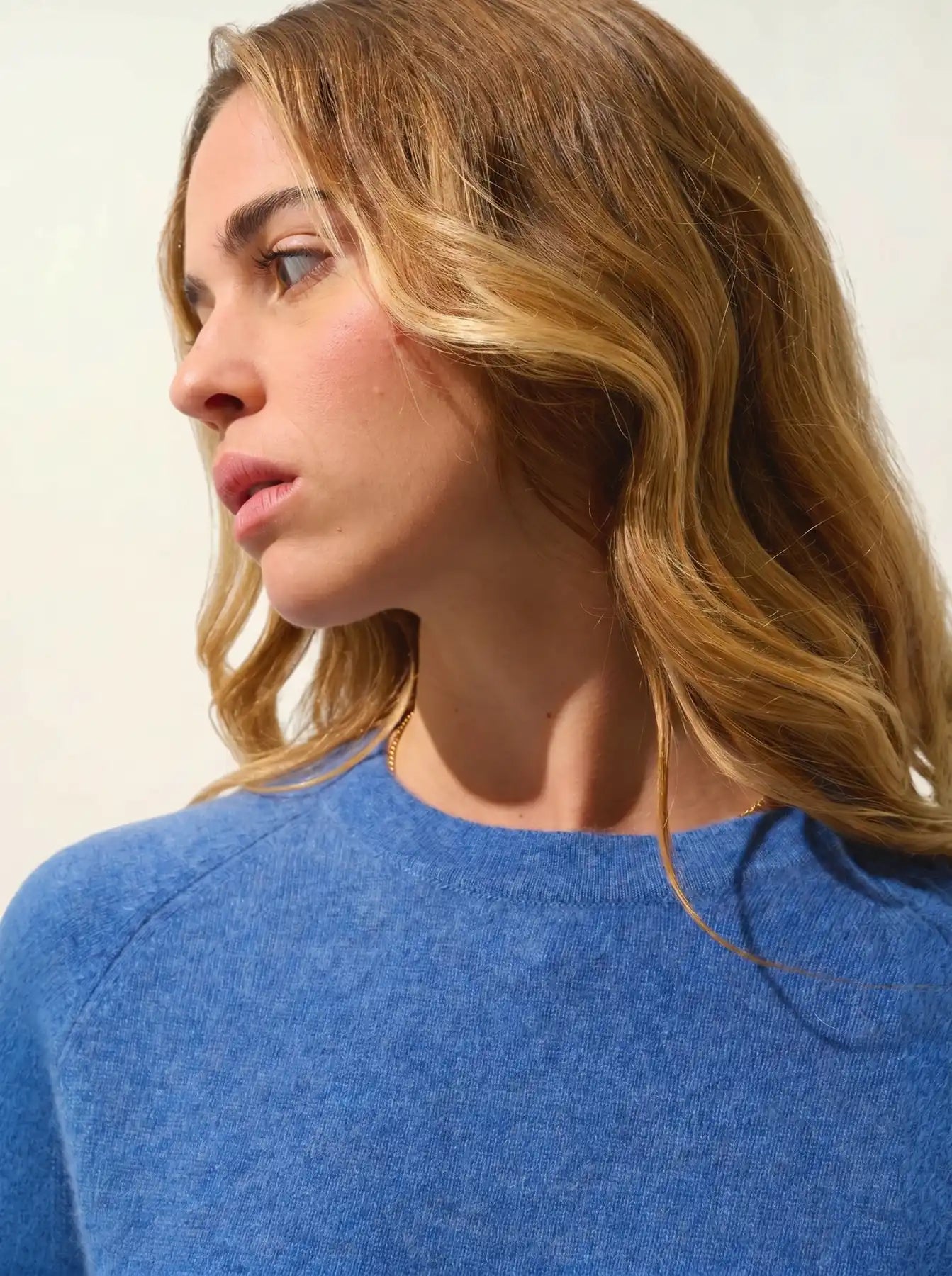 ECRIN pull col rond bleu denim