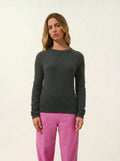 ECRIN Pullover Rundhalsausschnitt Khaki meliert