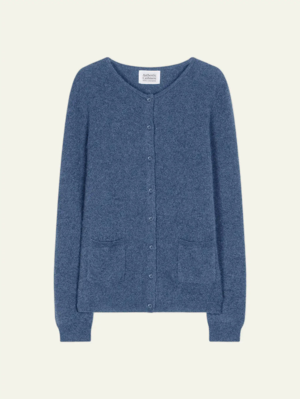 CARON cardigan col rond bleu denim
