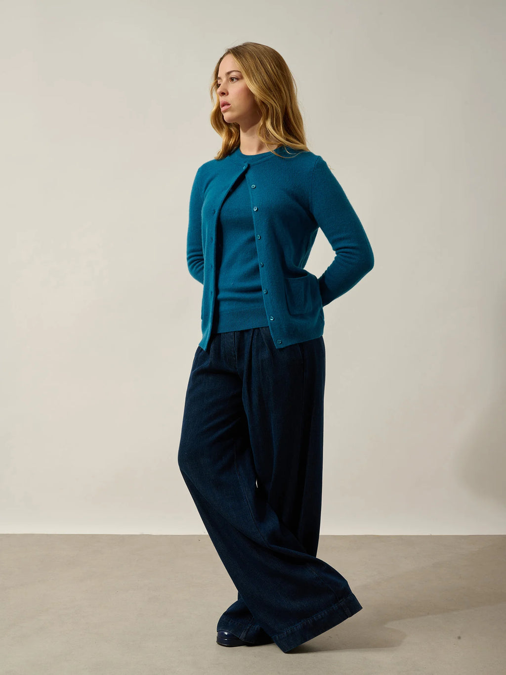 CARON cardigan col rond paon
