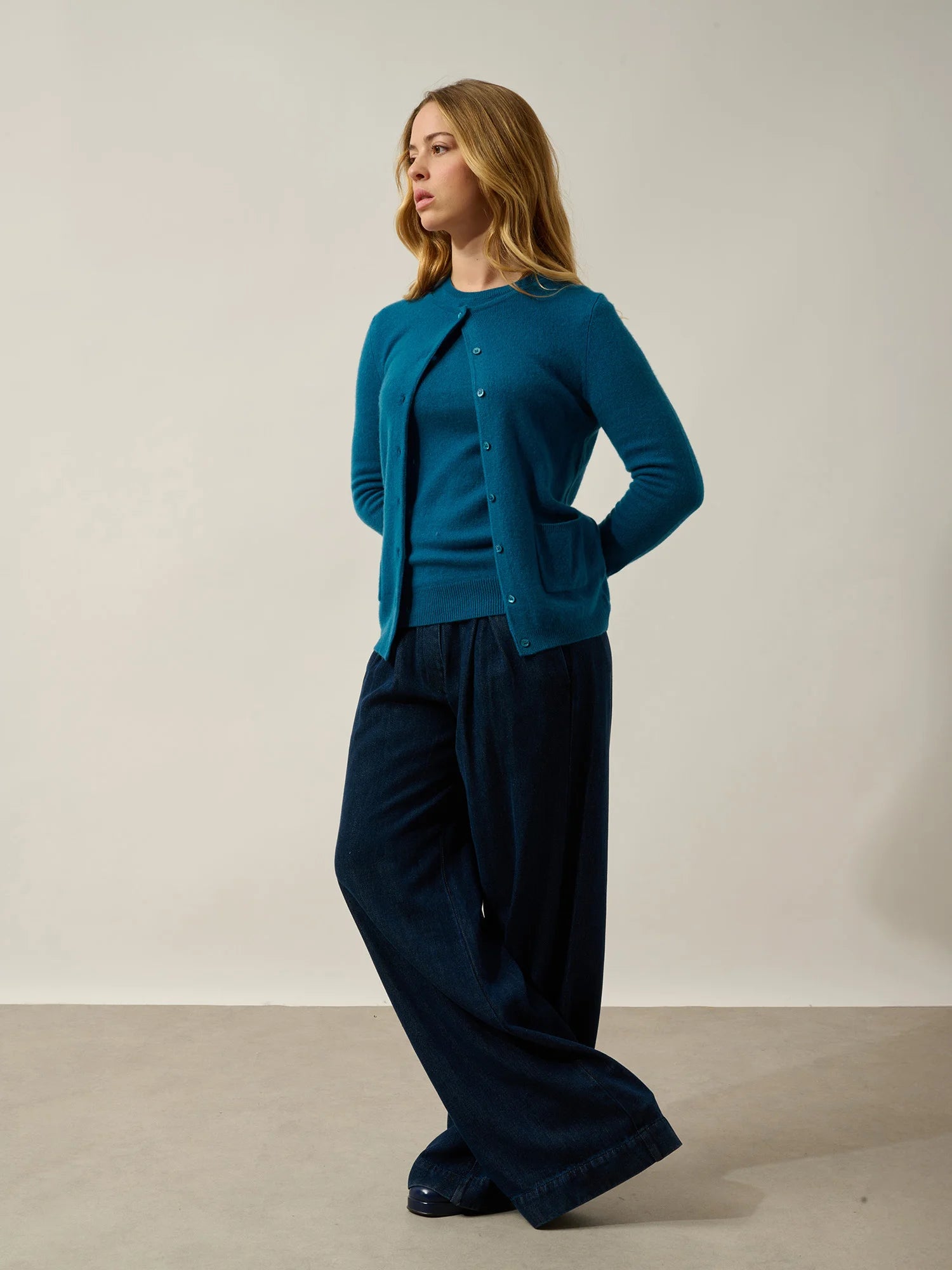CARON cardigan col rond paon