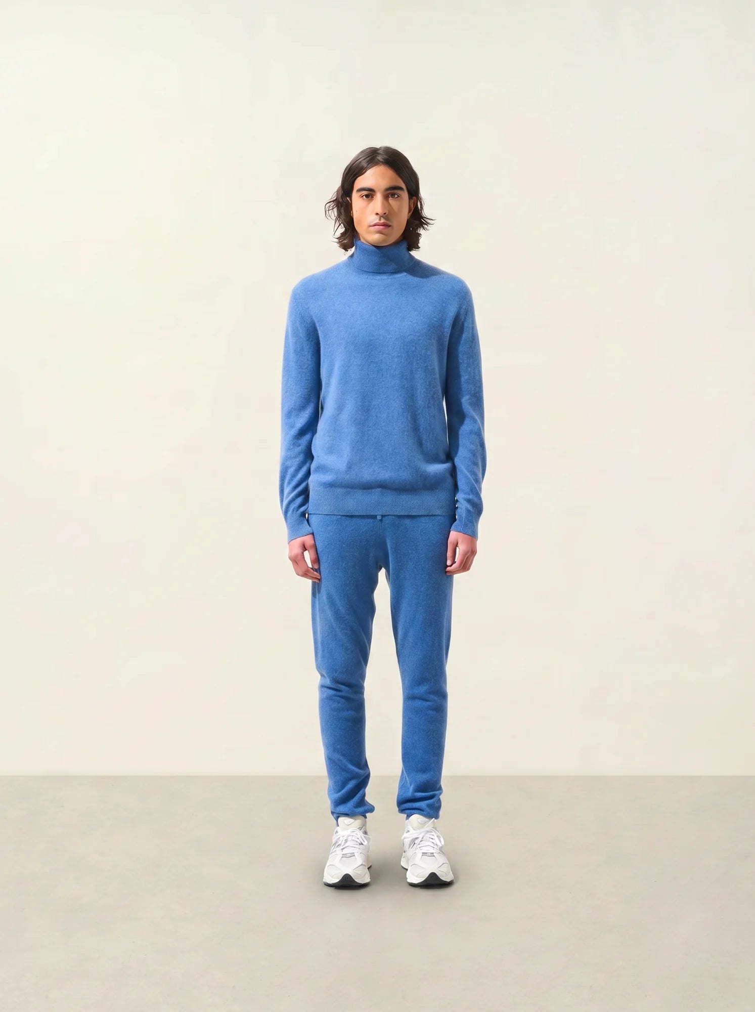 BANGE pull col roulé bleu denim