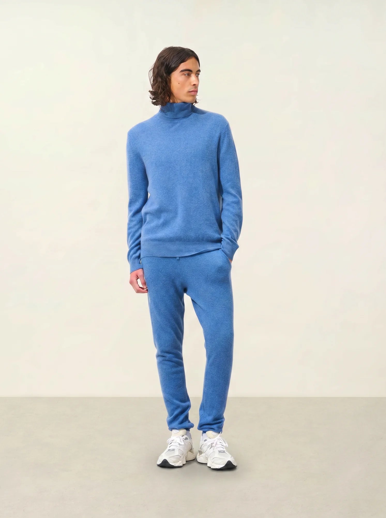 BANGE pull col roulé bleu denim