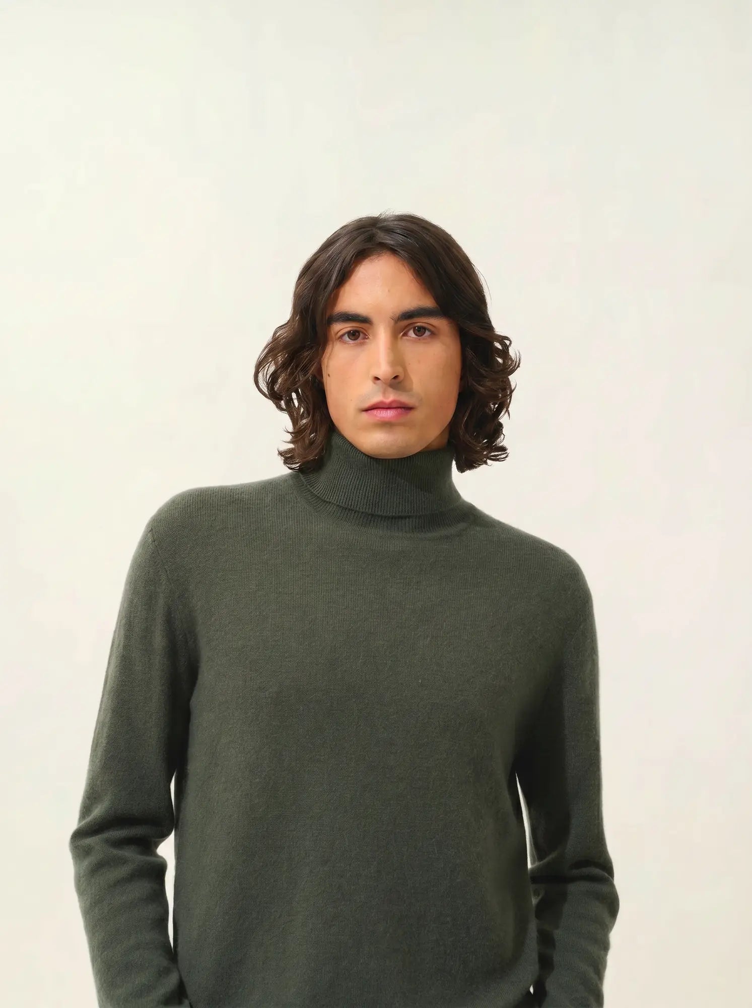 BANGE pull col roulé kaki