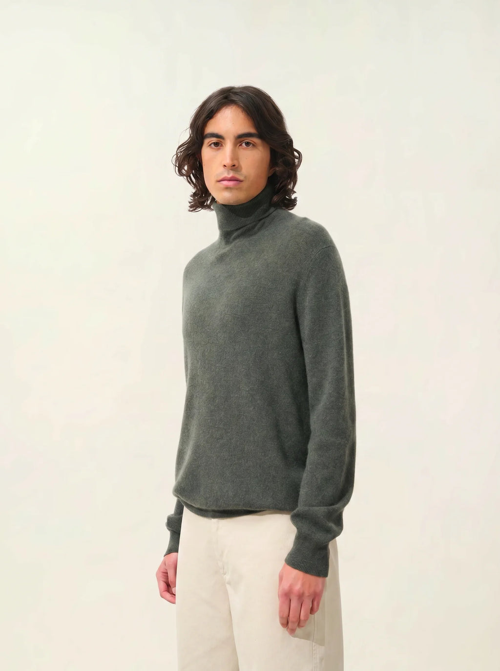 BANGE Pullover Rollkragen Khaki meliert