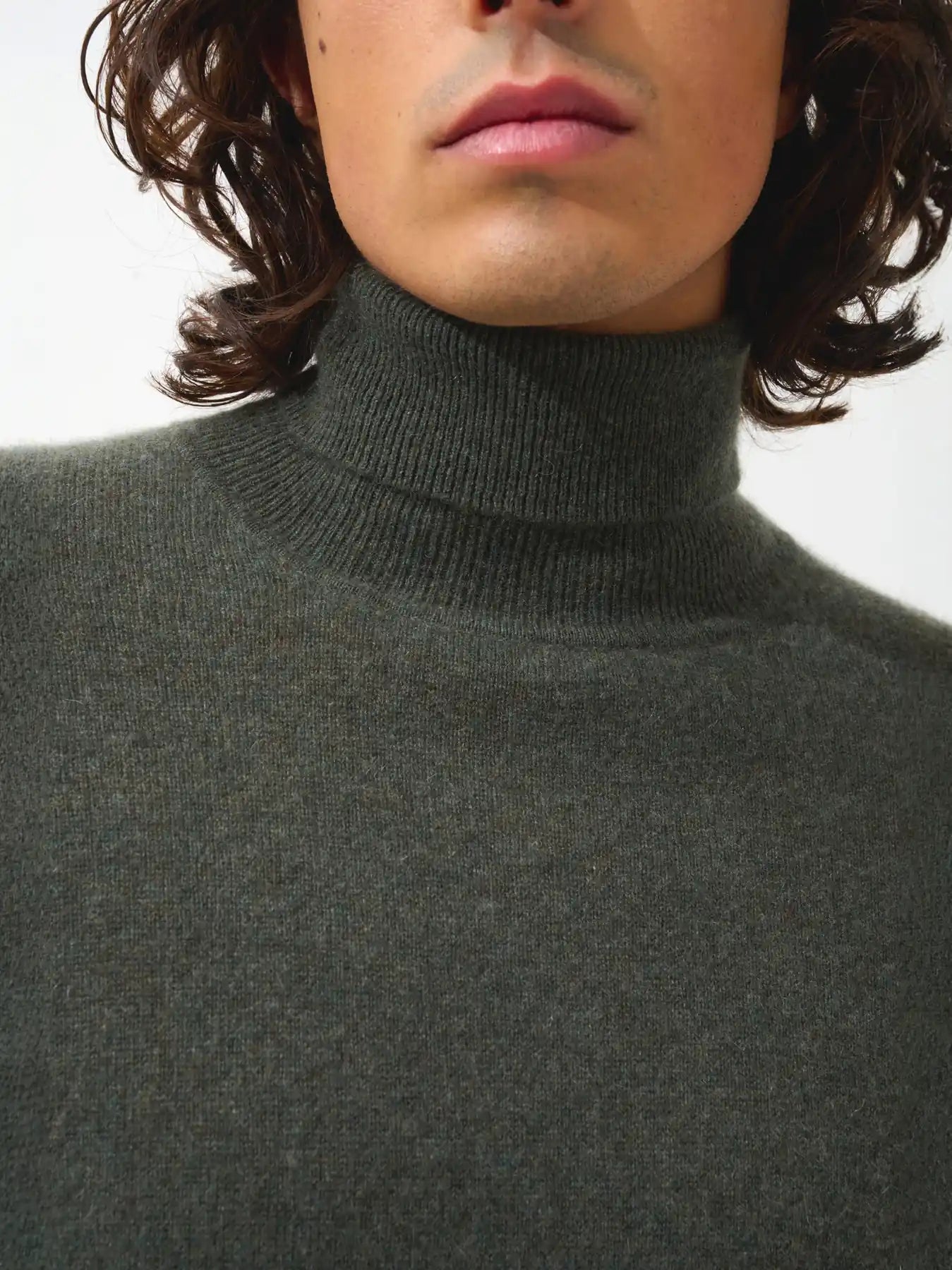 BANGE Pullover Rollkragen Khaki meliert