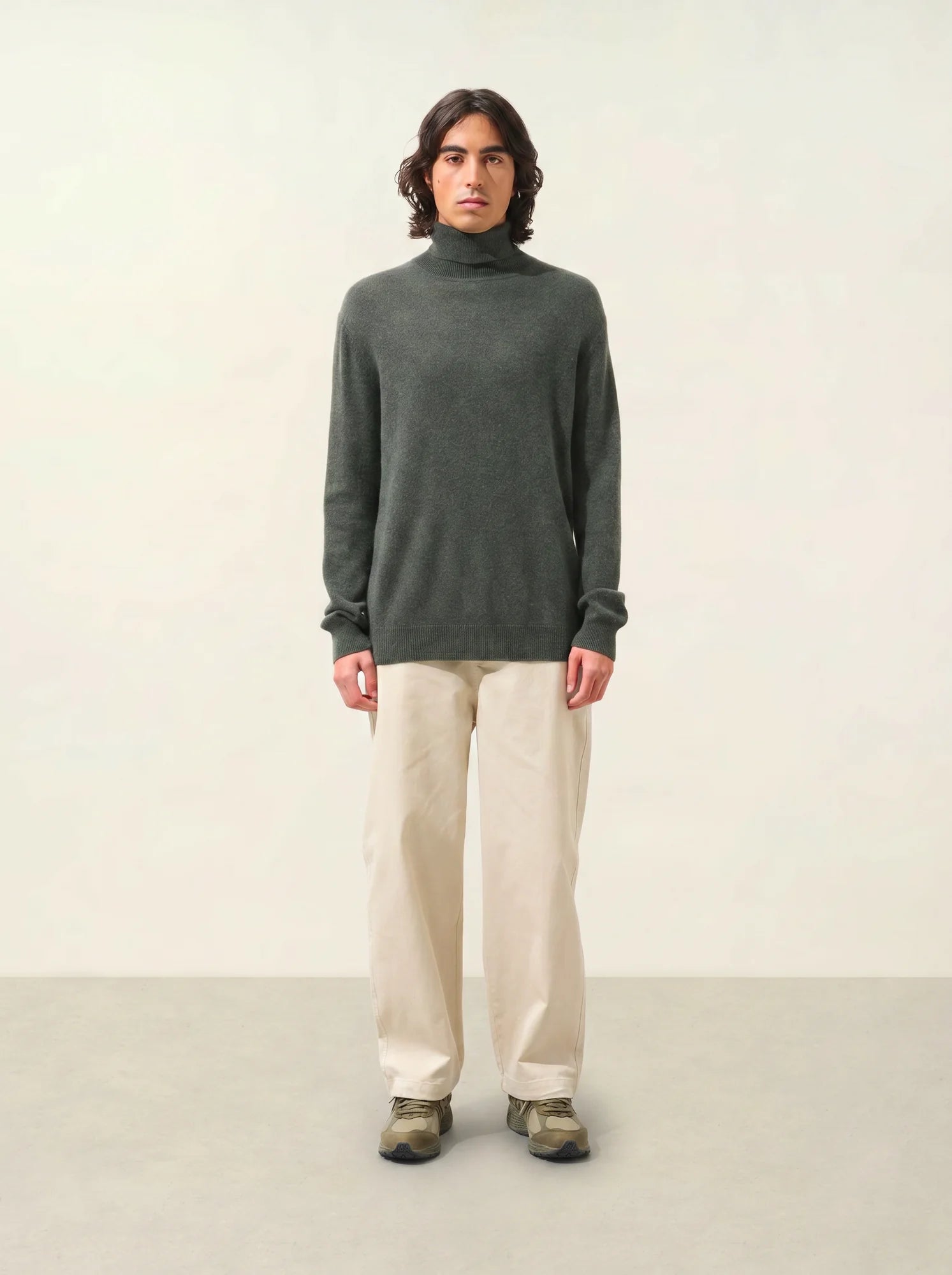 BANGE Pullover Rollkragen Khaki meliert