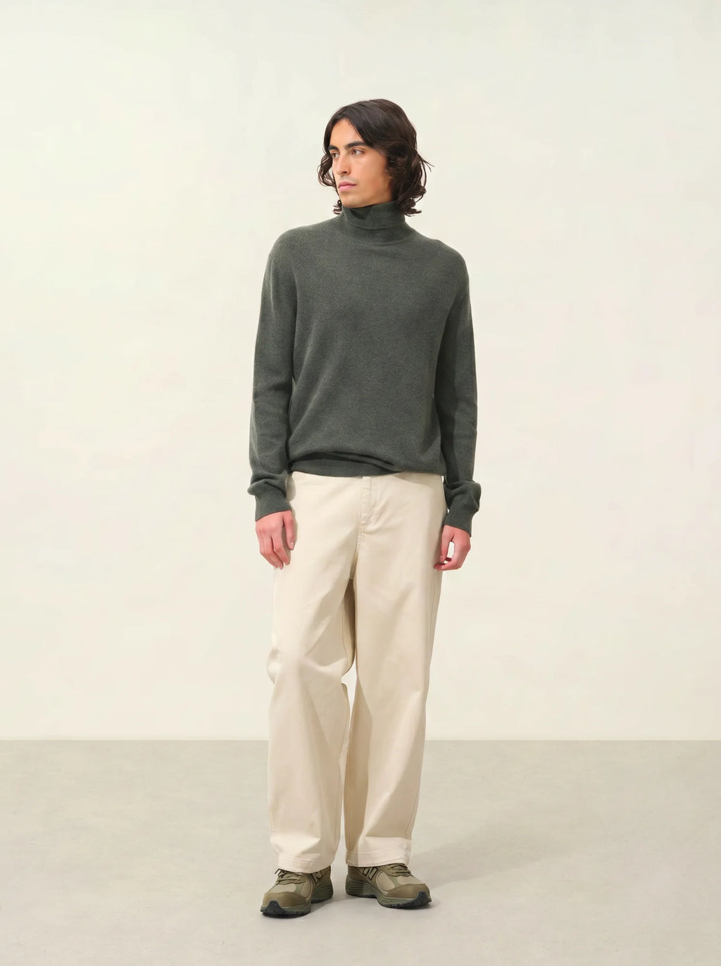 BANGE Pullover Rollkragen Khaki meliert