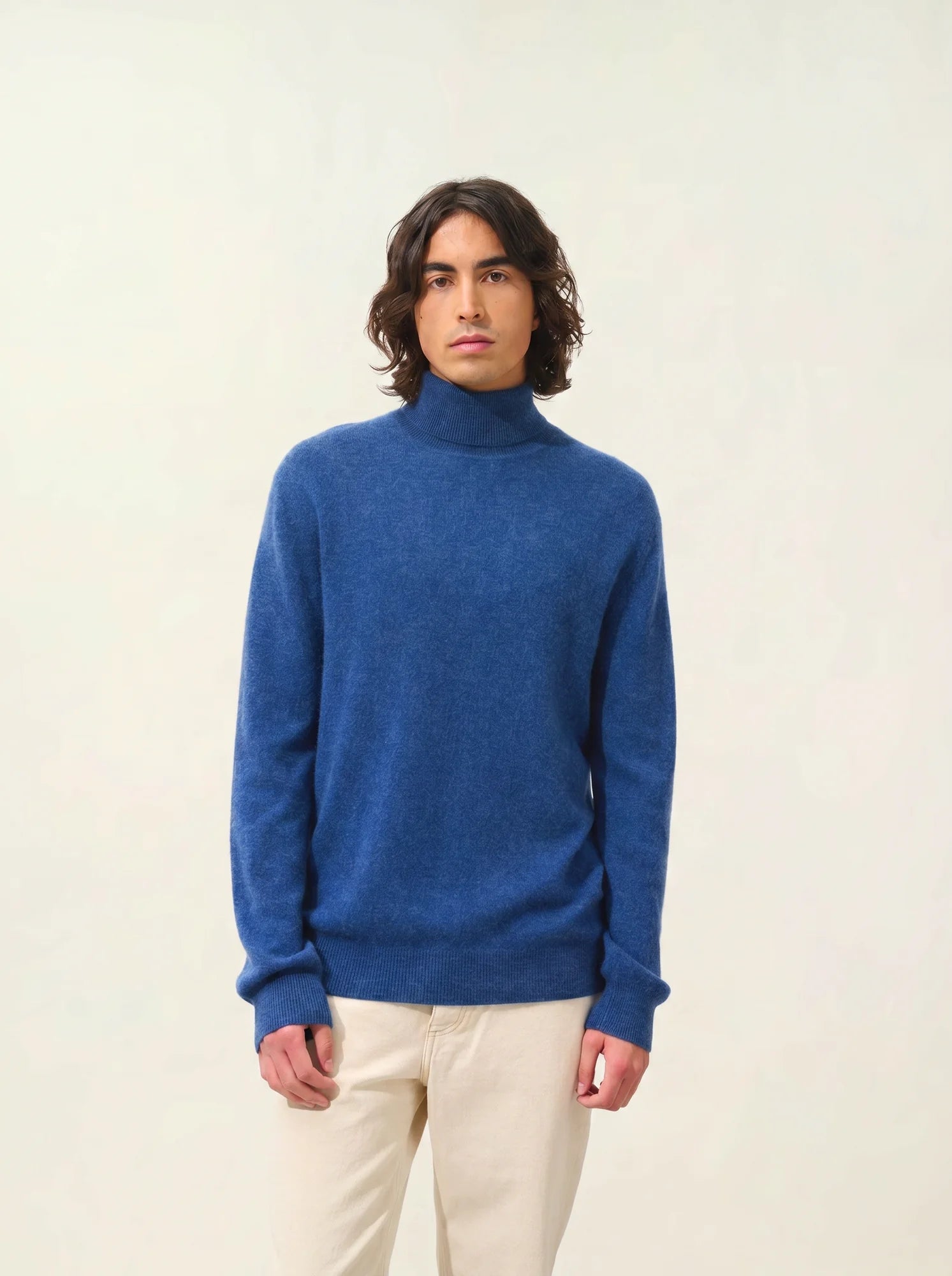 BANGE pull col roulé océan chiné