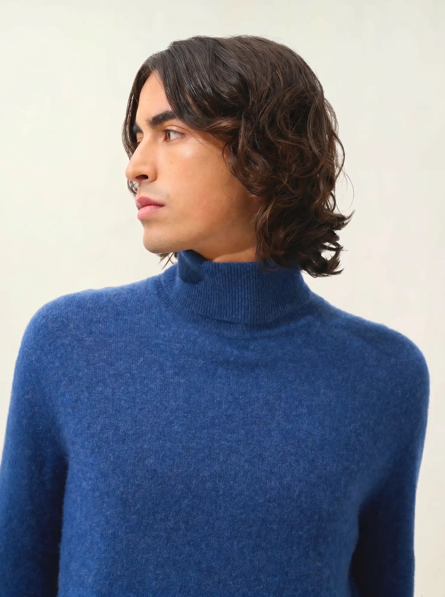 BANGE pull col roulé océan chiné