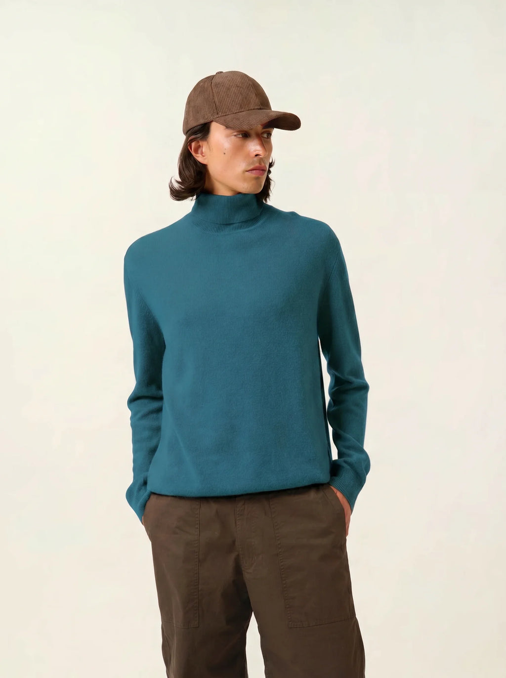 BANGE Pullover Rollkragen Pfauenblau
