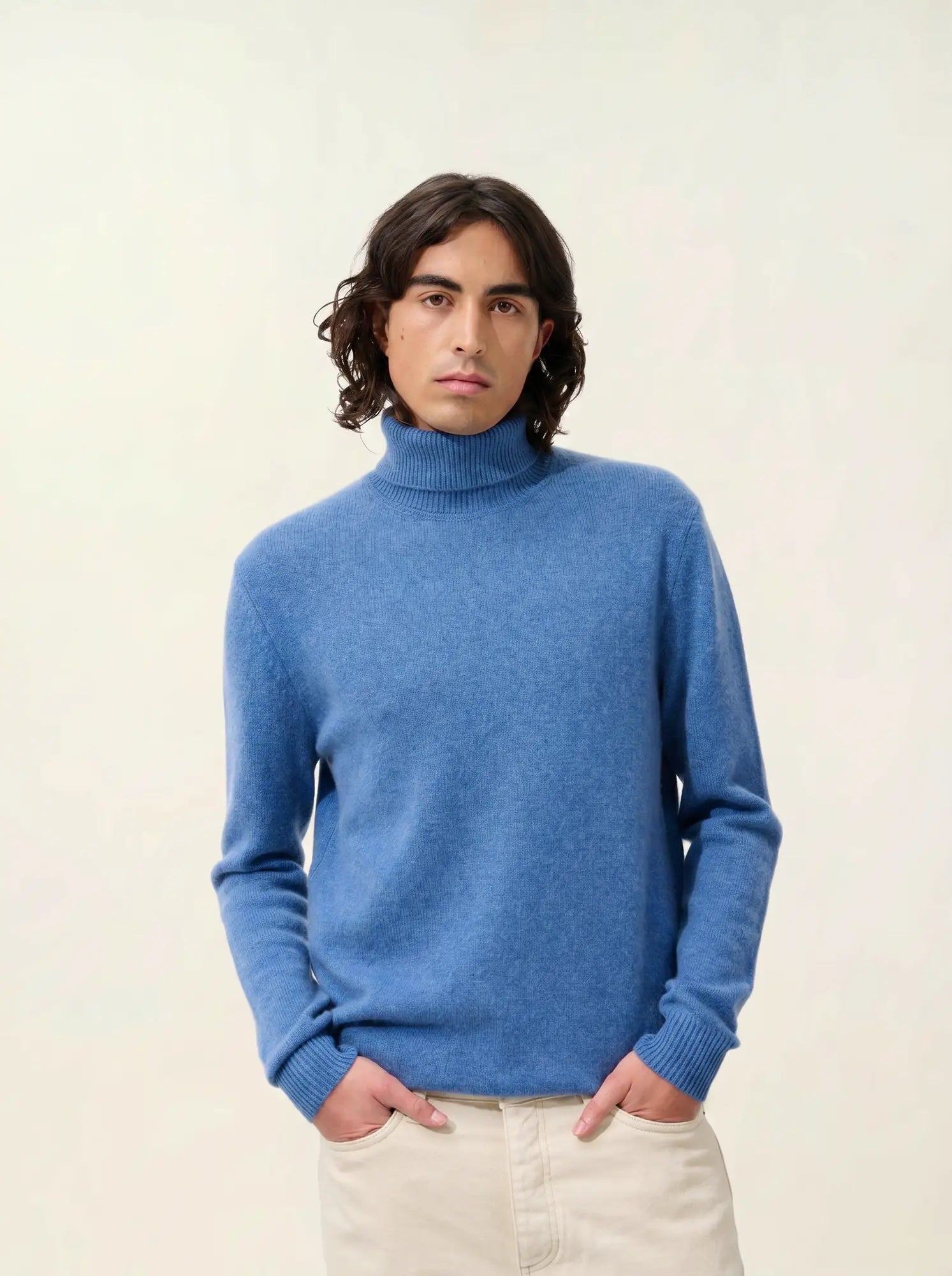 MARTIN sweater turtleneck 4 ply denim blue
