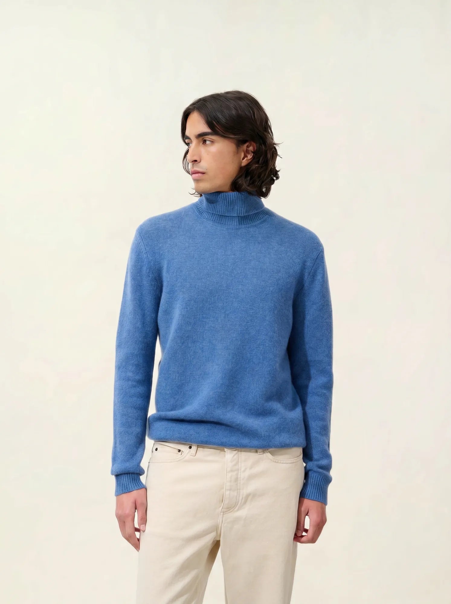 MARTIN sweater turtleneck 4 ply denim blue