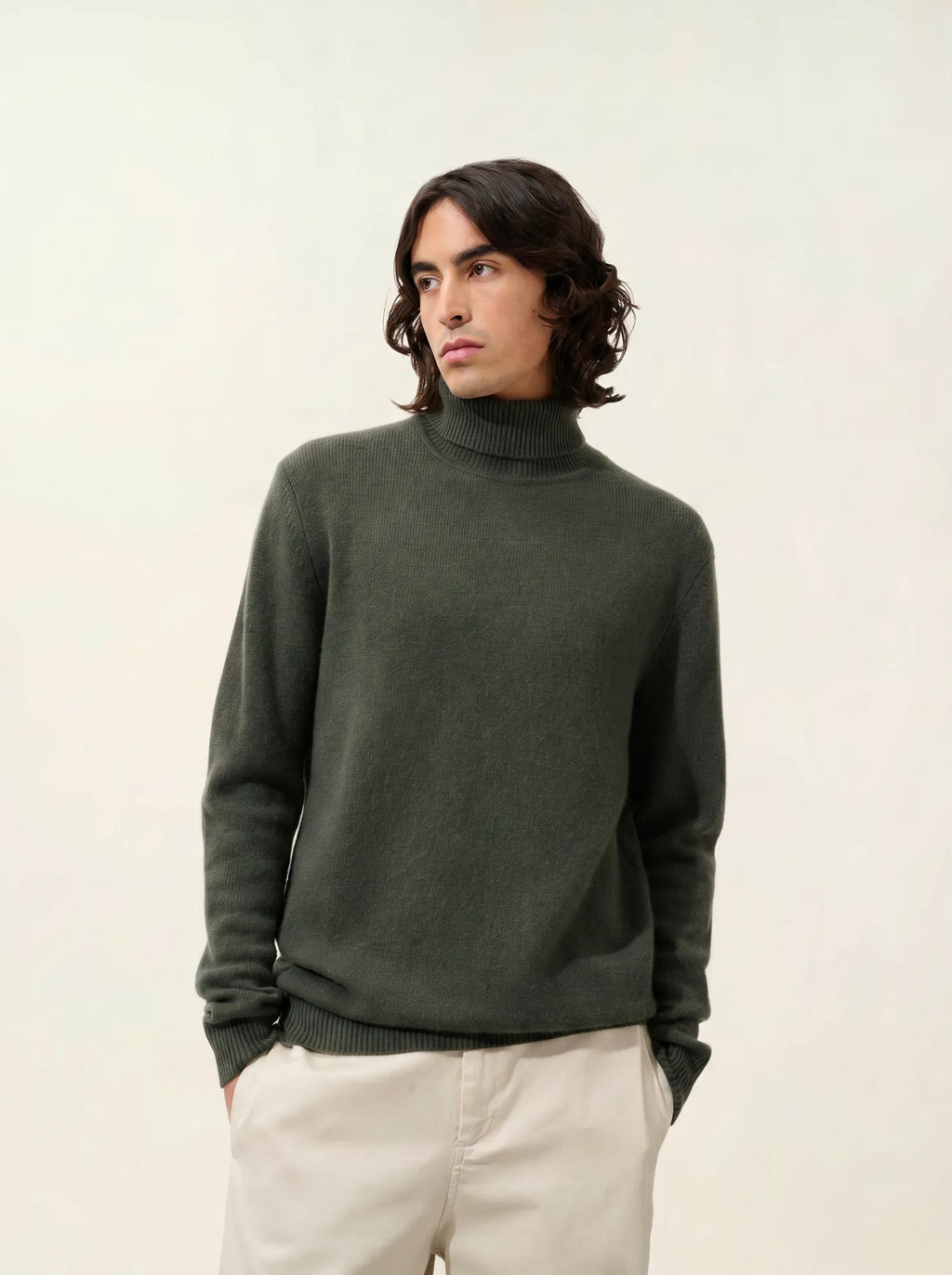 MARTIN pull col roulé 4 fils kaki