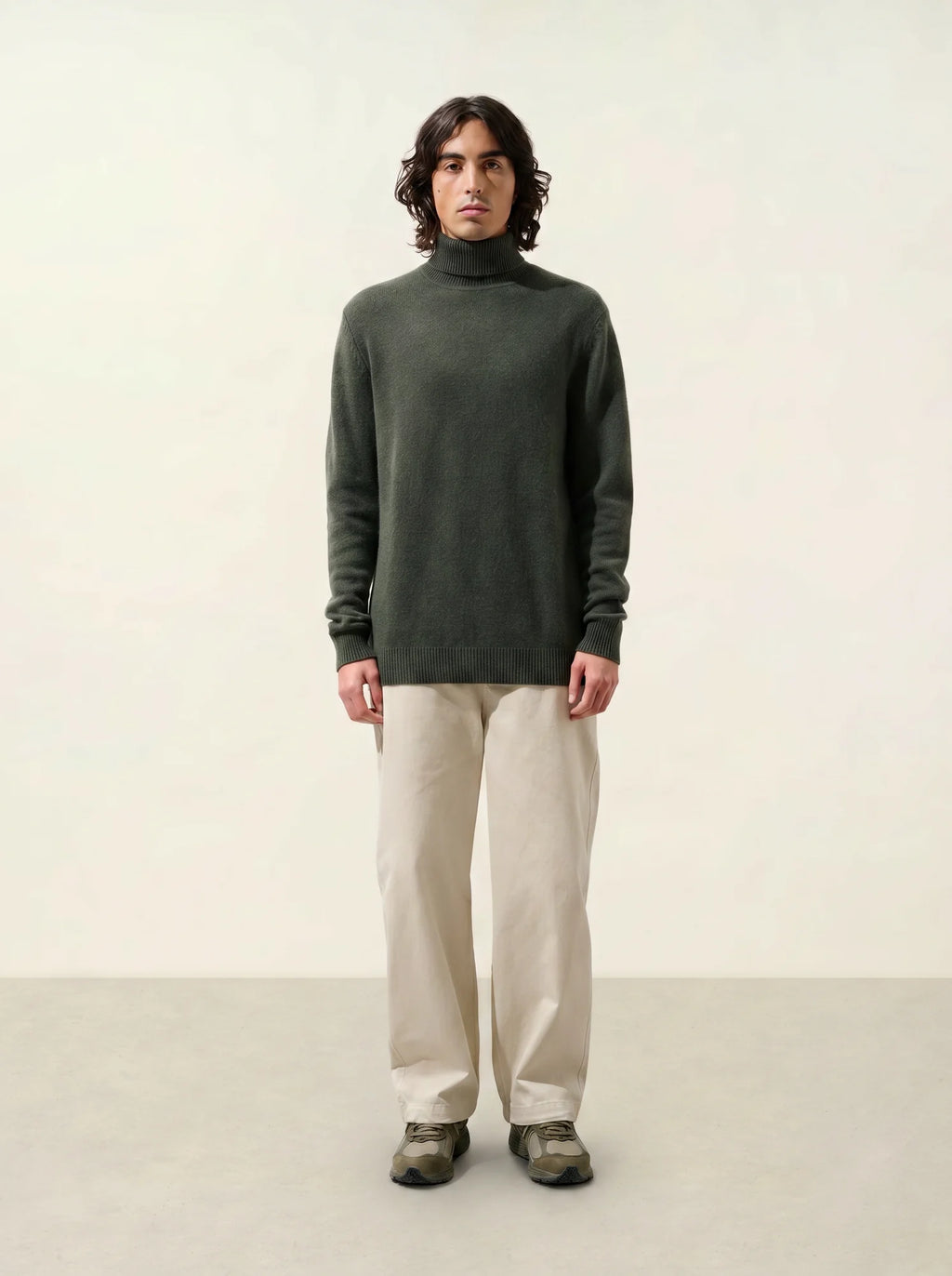 MARTIN pull col roulé 4 fils kaki