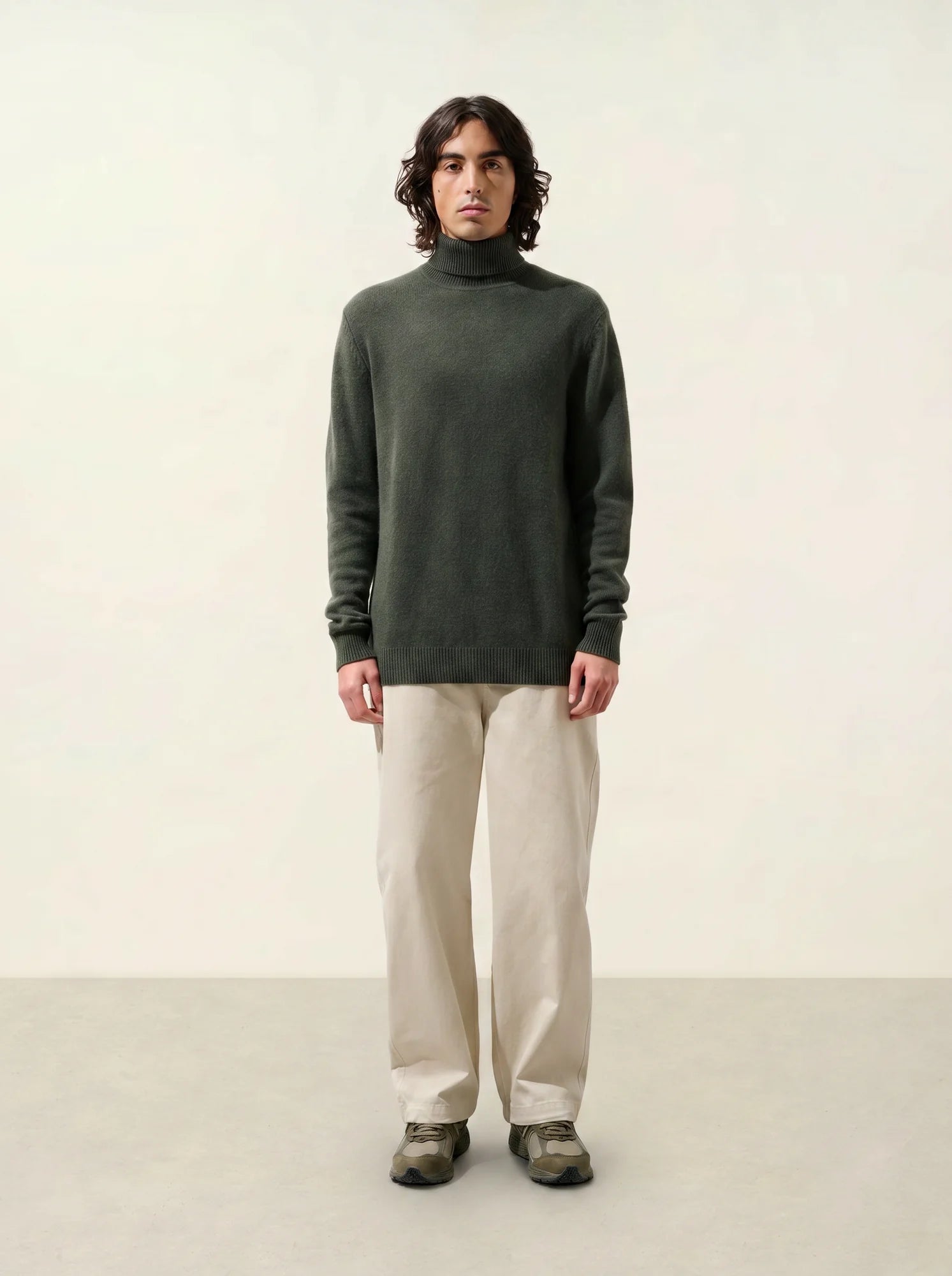 MARTIN pull col roulé 4 fils kaki