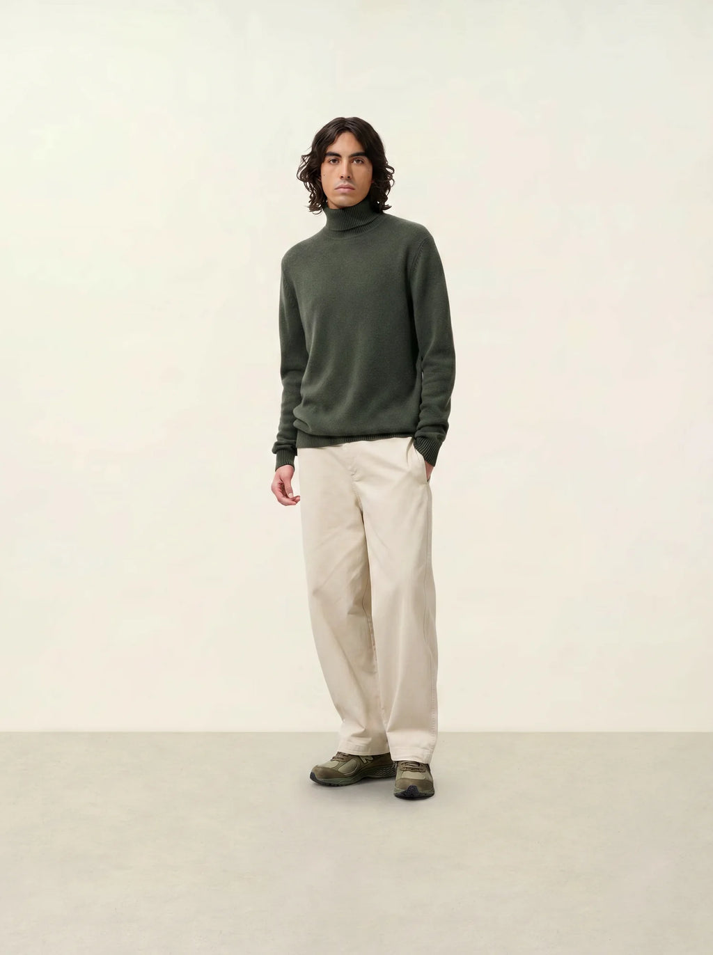 MARTIN pull col roulé 4 fils kaki