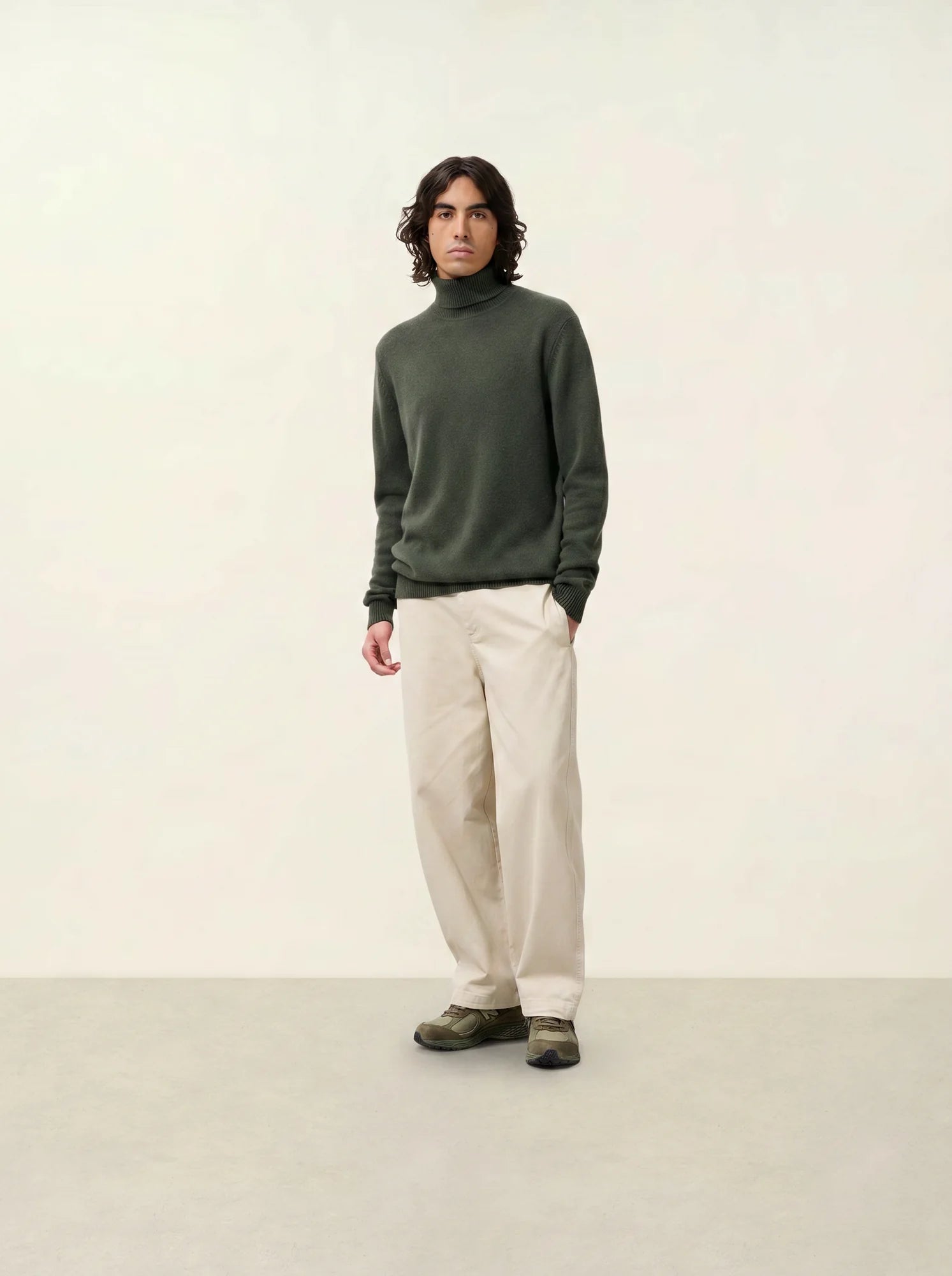 MARTIN pull col roulé 4 fils kaki