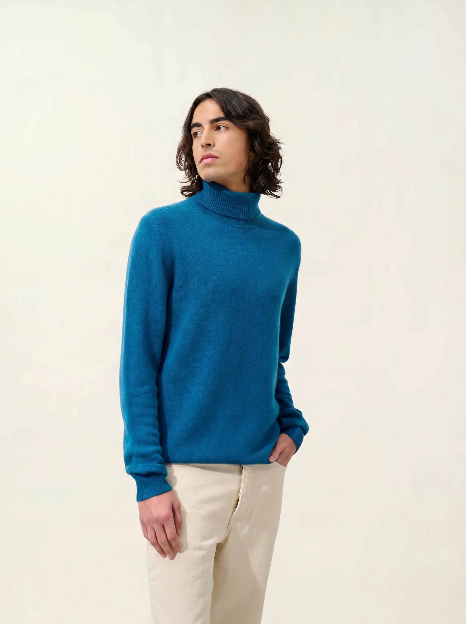 MARTIN sweater turtleneck 4 ply peacock
