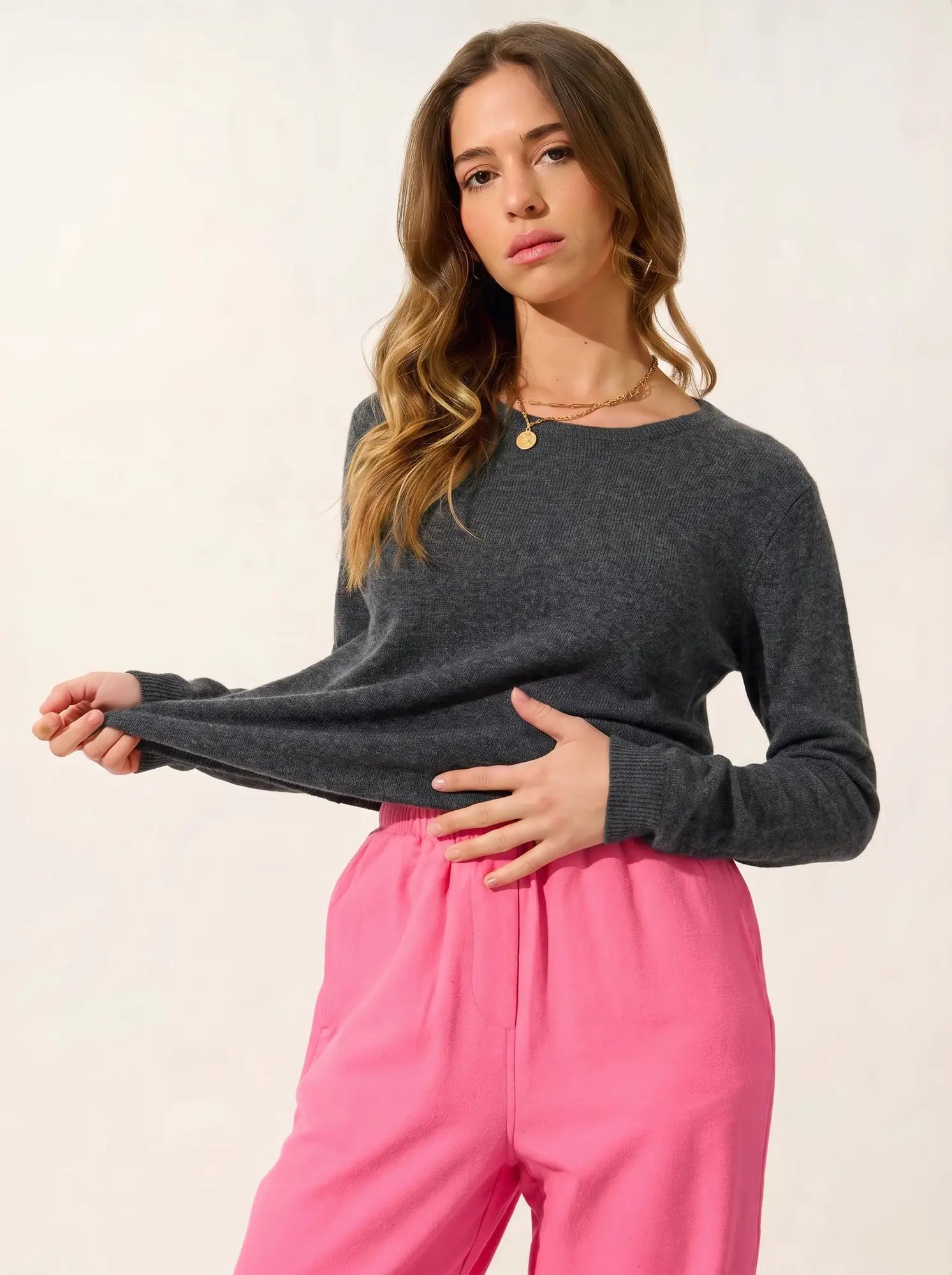 LANFON sweater crew neck heather charcoal